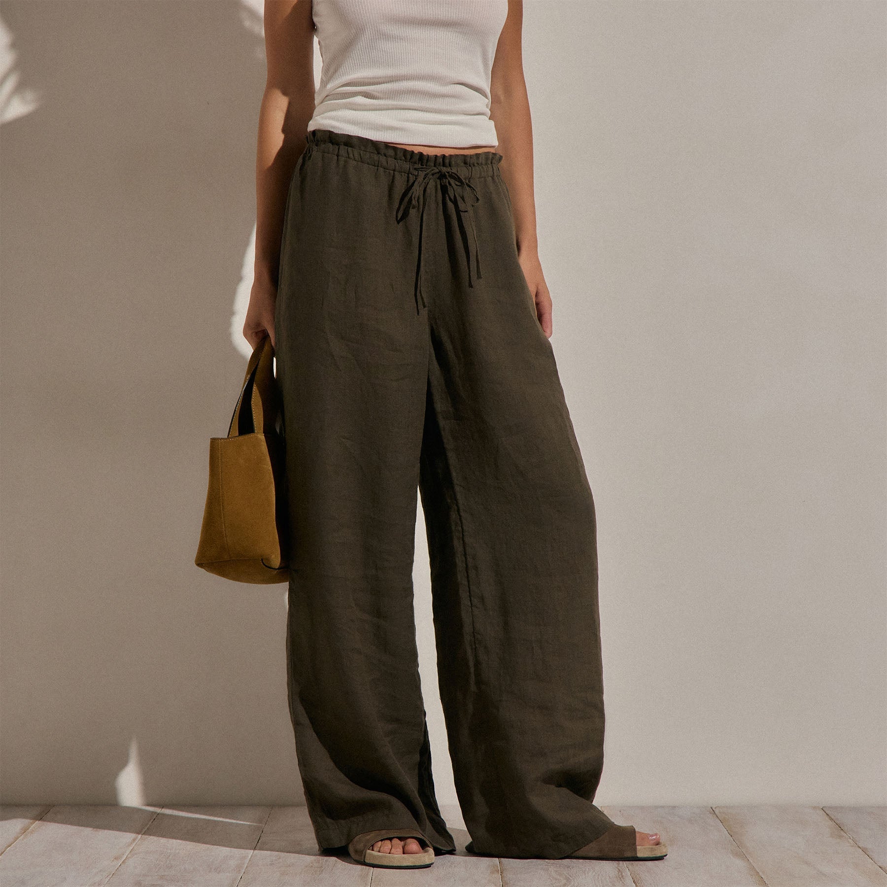 Linen Pant - Army Green