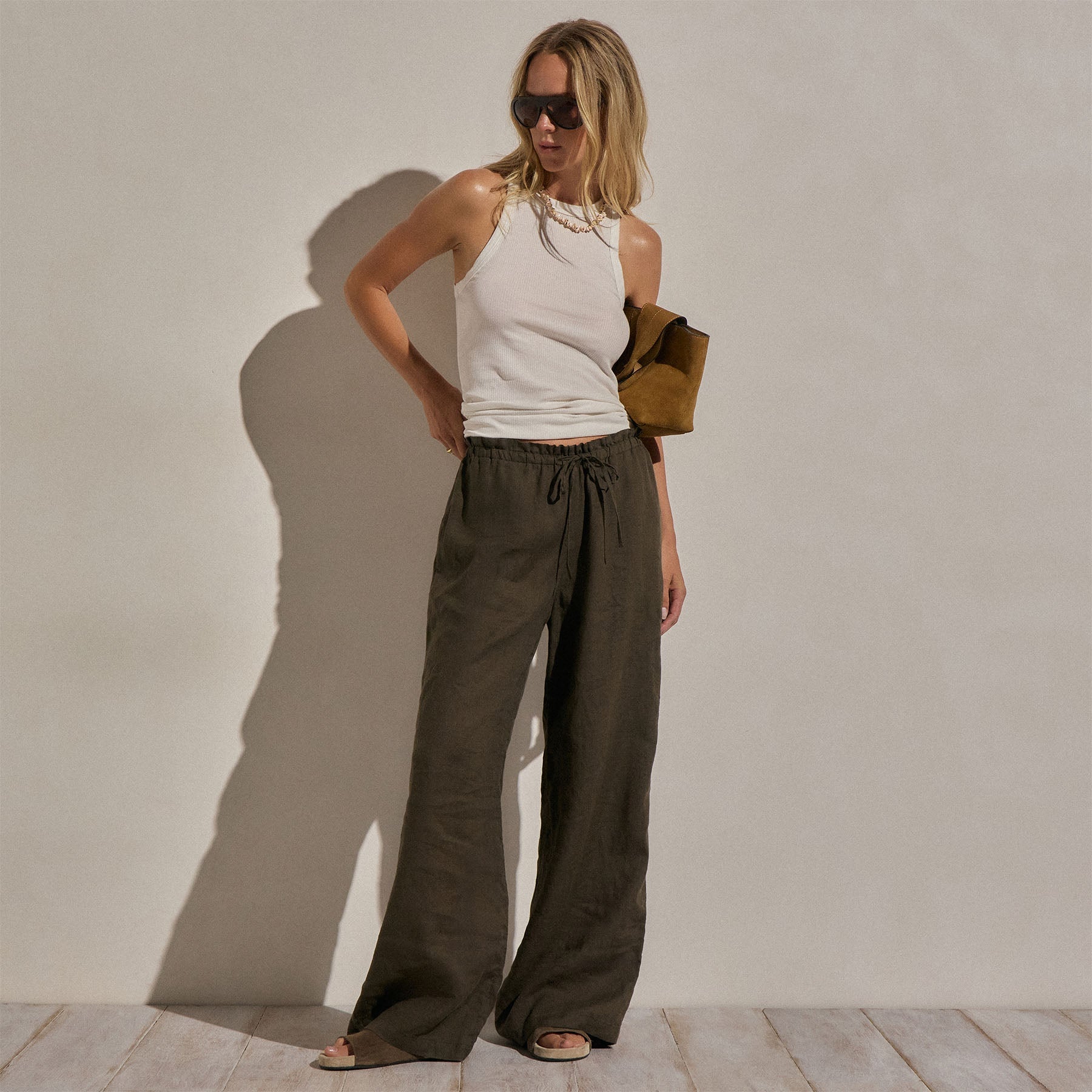 Linen Pant - Army Green