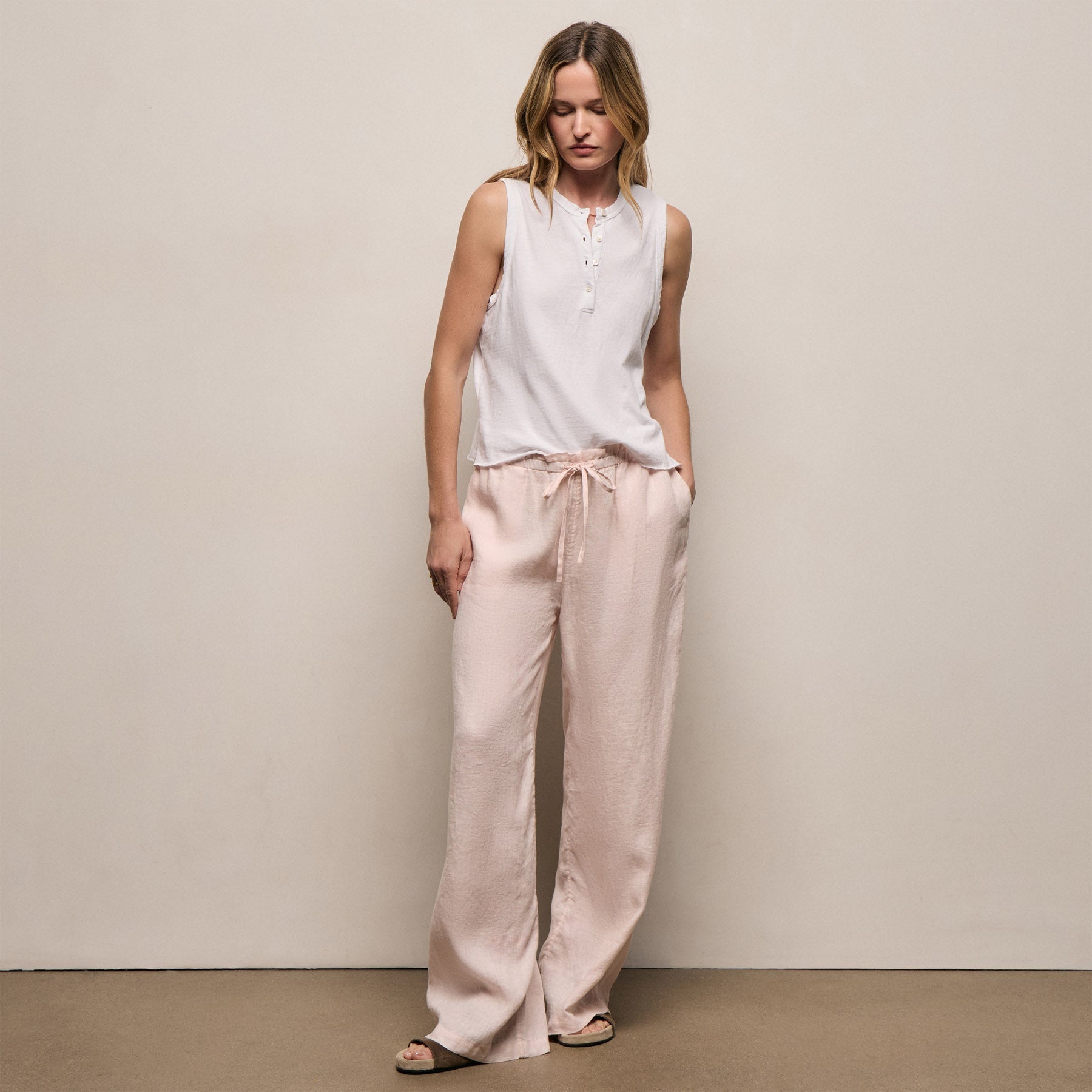 Linen Pant - Light Rose Quartz