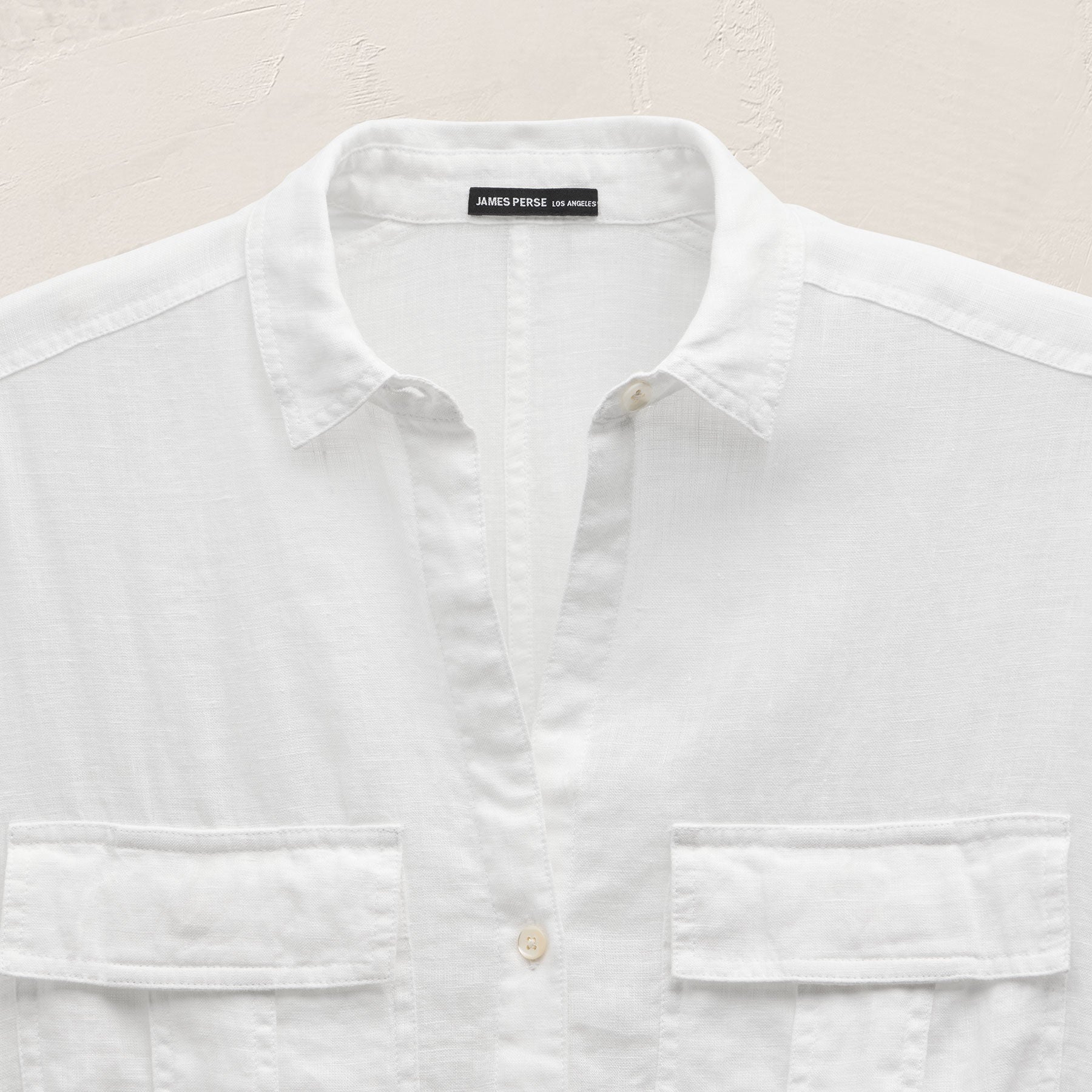 Linen Cropped Pocket Shirt - White