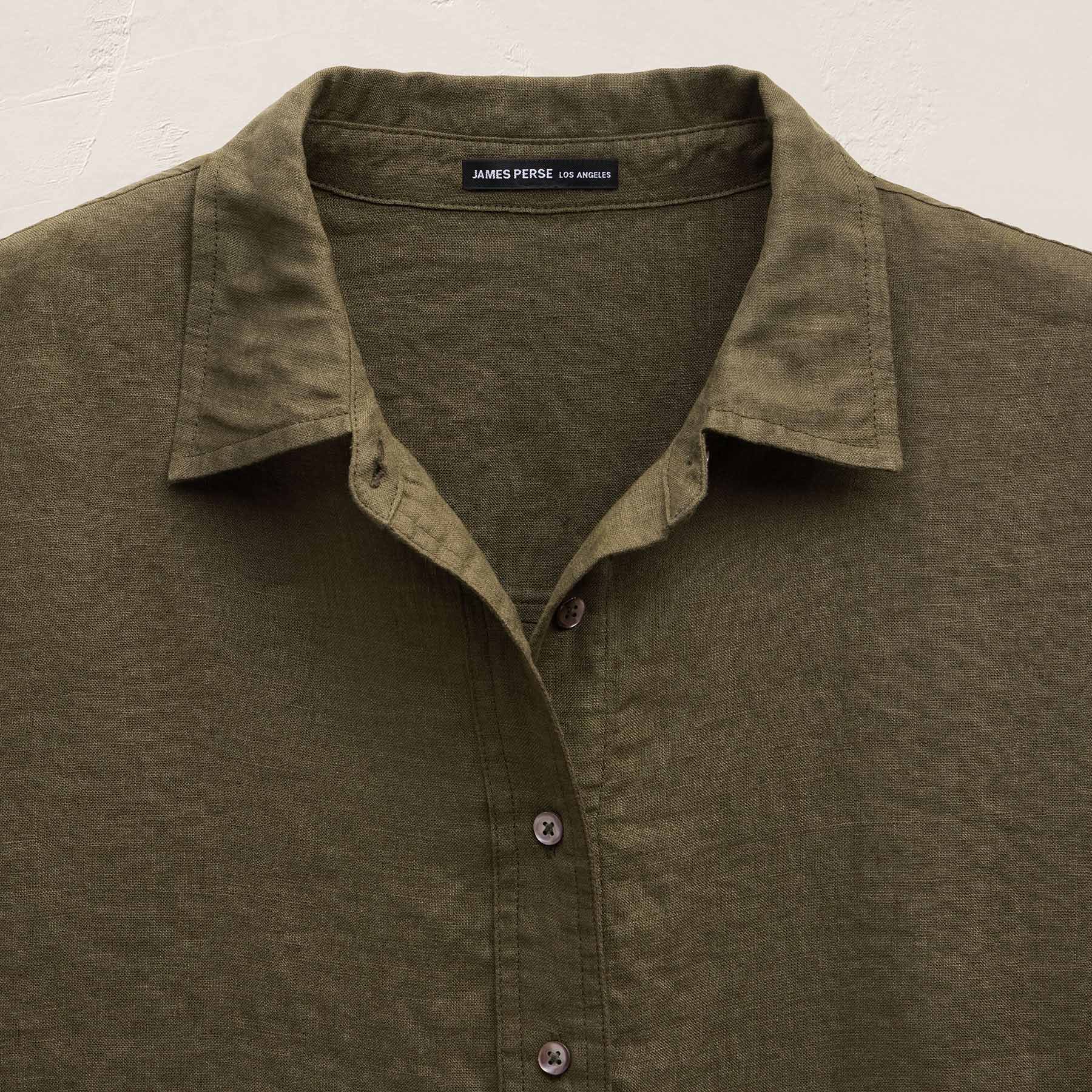 Linen Oversized Shirt - Army Green