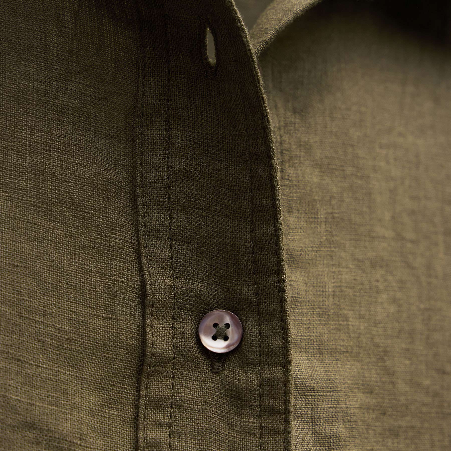 Linen Oversized Shirt - Army Green