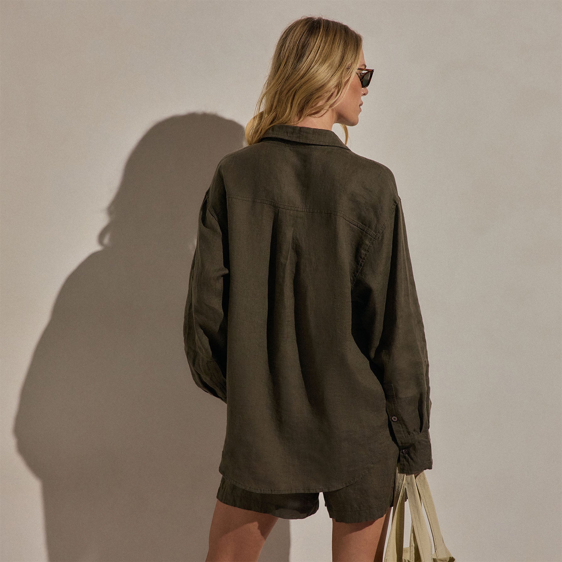 Linen Oversized Shirt - Army Green