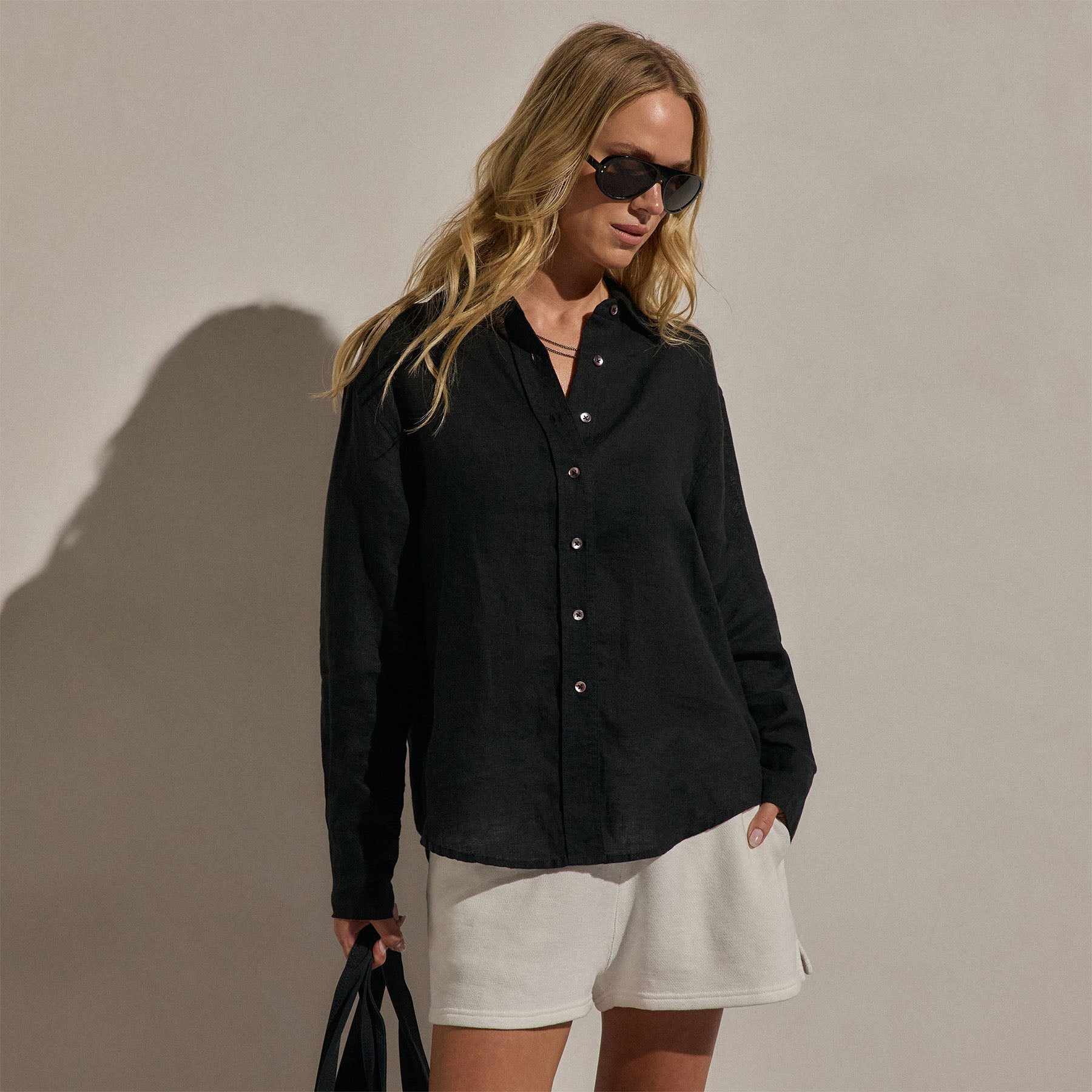 Linen Oversized Shirt - Black
