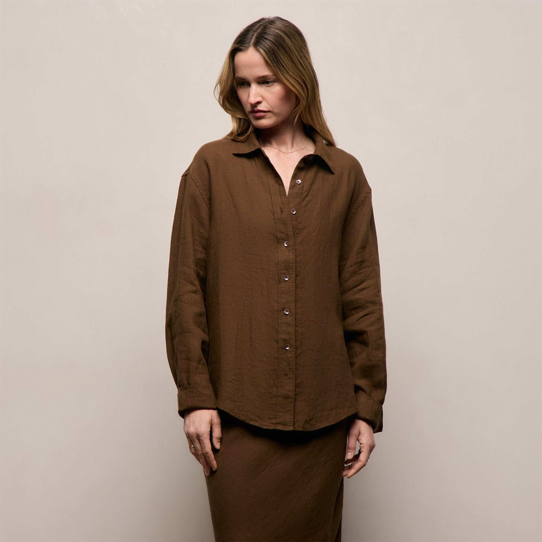 Linen Oversized Shirt - Cocoa