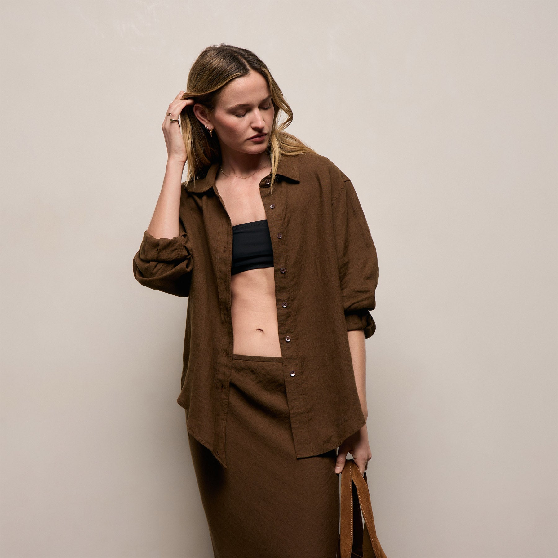 Linen Oversized Shirt - Cocoa