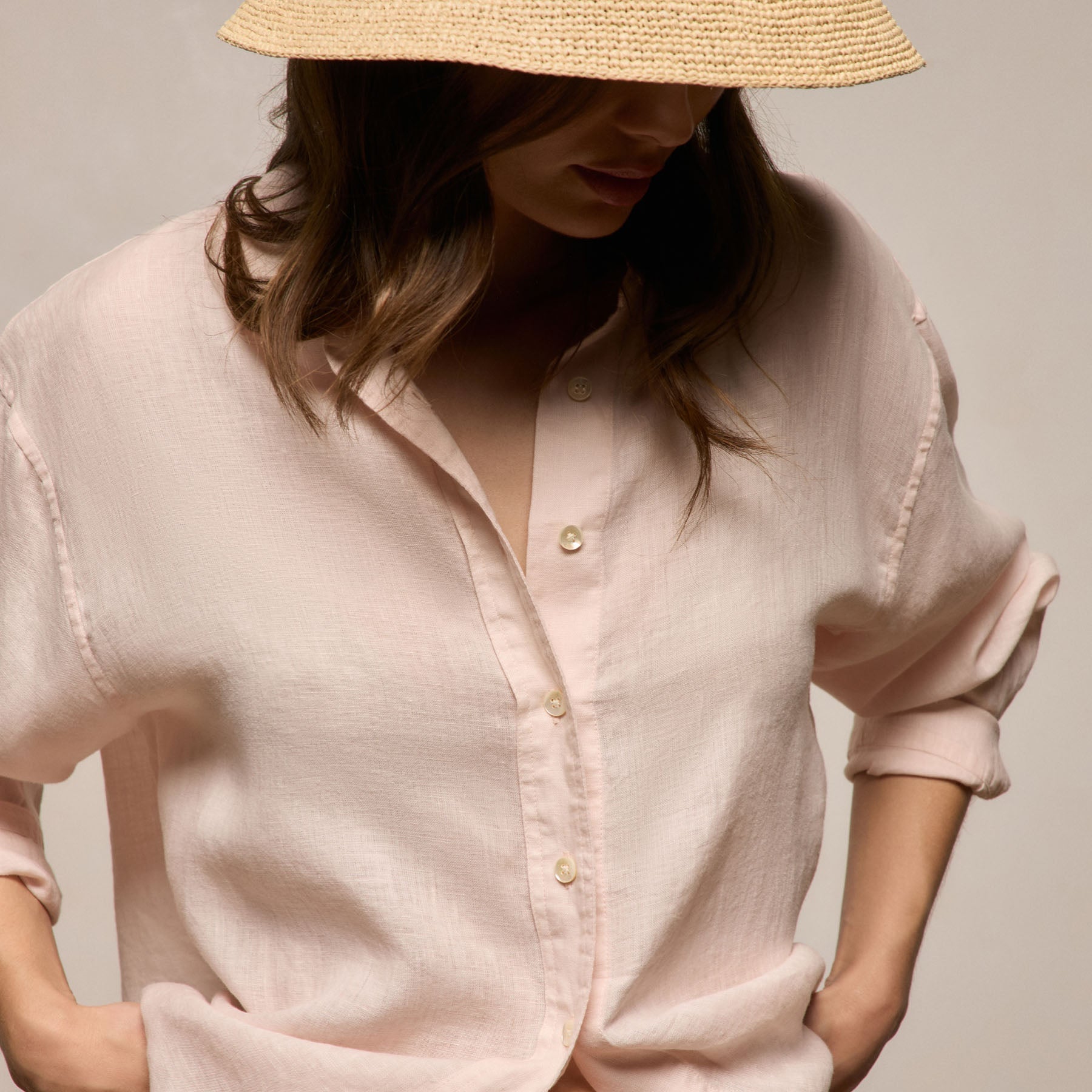 Linen Oversized Shirt - Light Rose Quartz