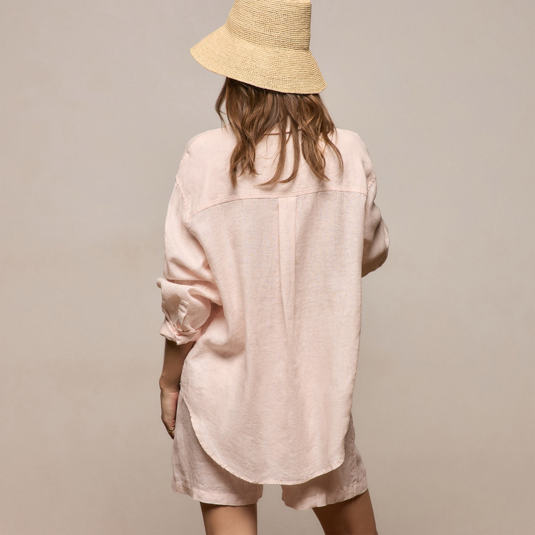 Linen Oversized Shirt - Light Rose Quartz