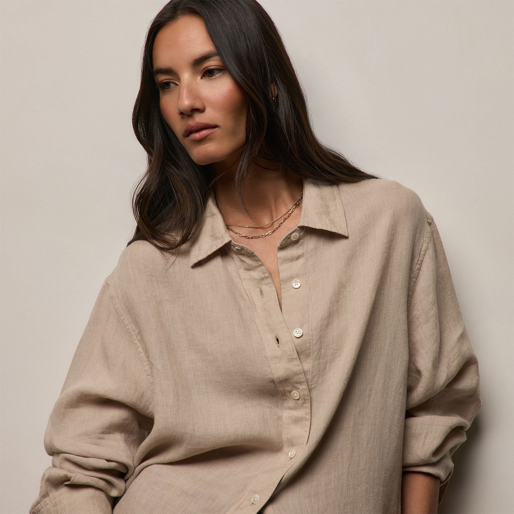 Linen Oversized Shirt - Stone