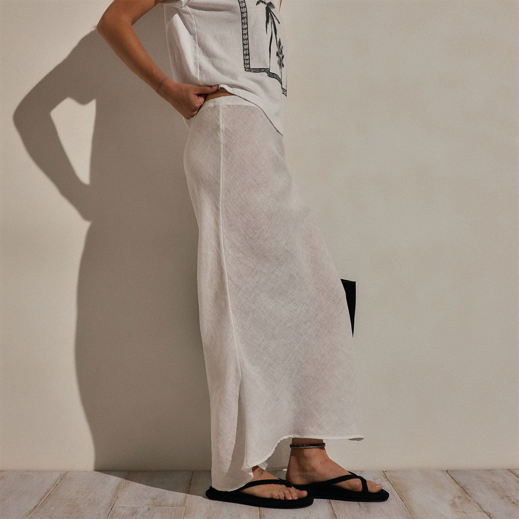 Linen Skirt - White