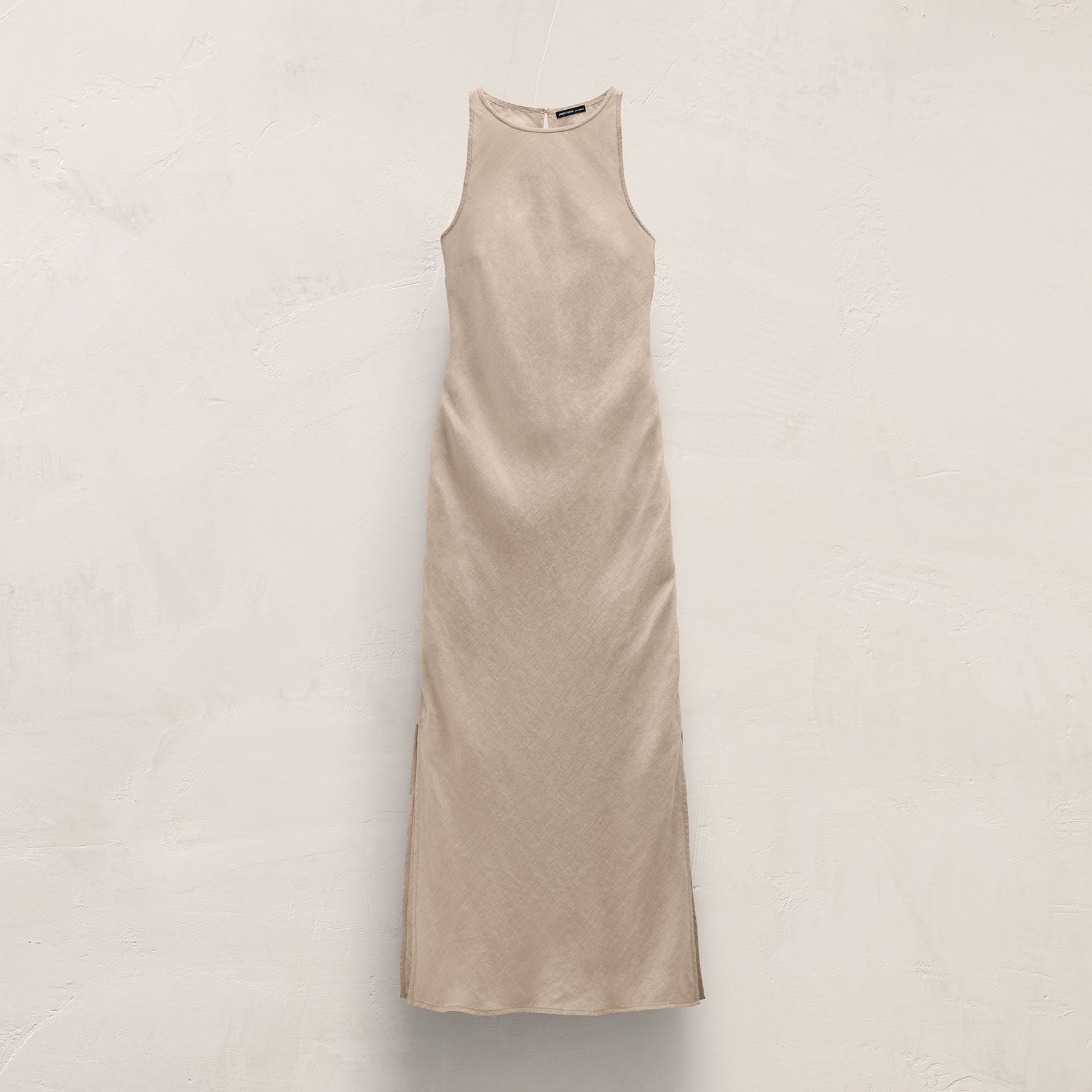 Linen Halter Maxi Dress - Stone