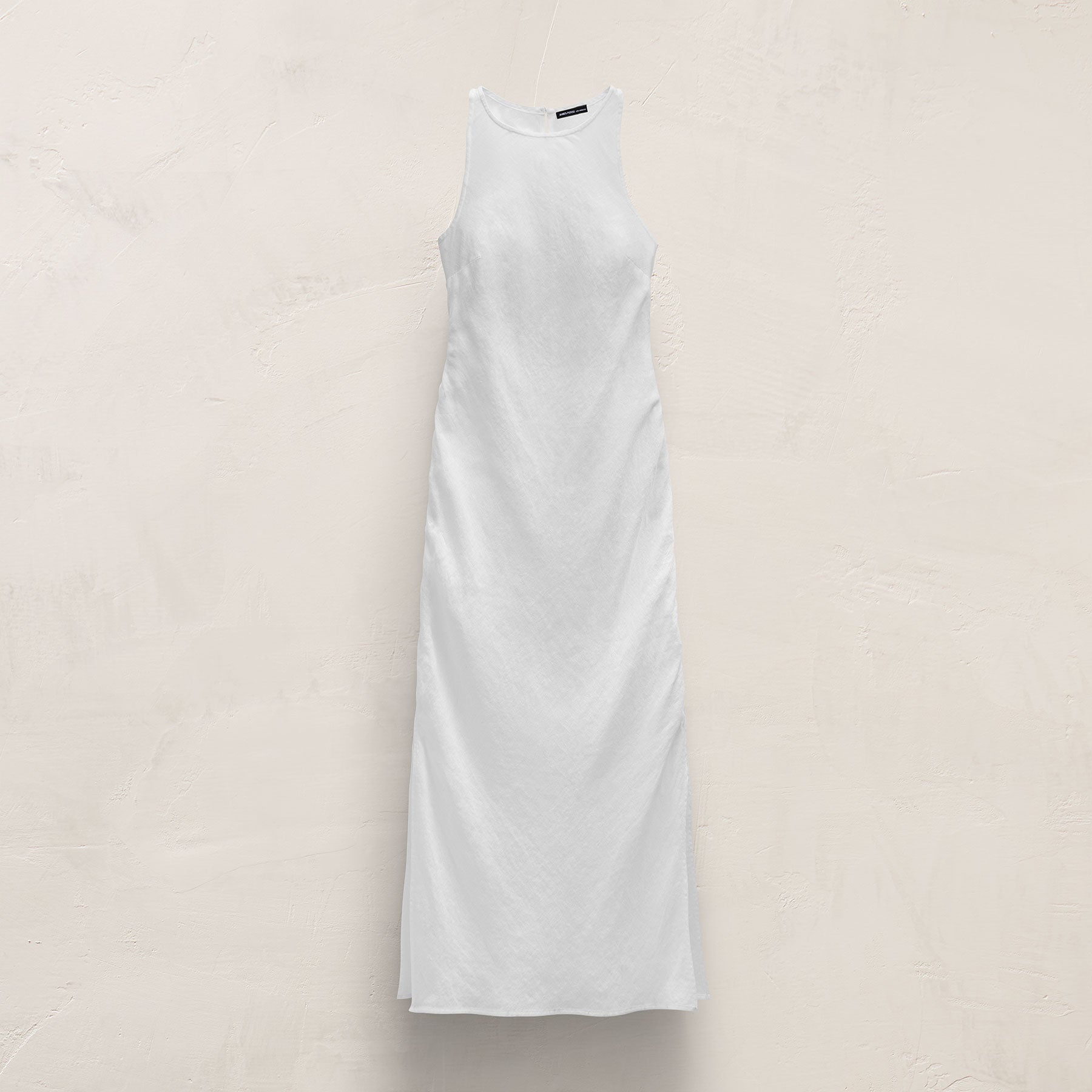 Linen Halter Maxi Dress - White