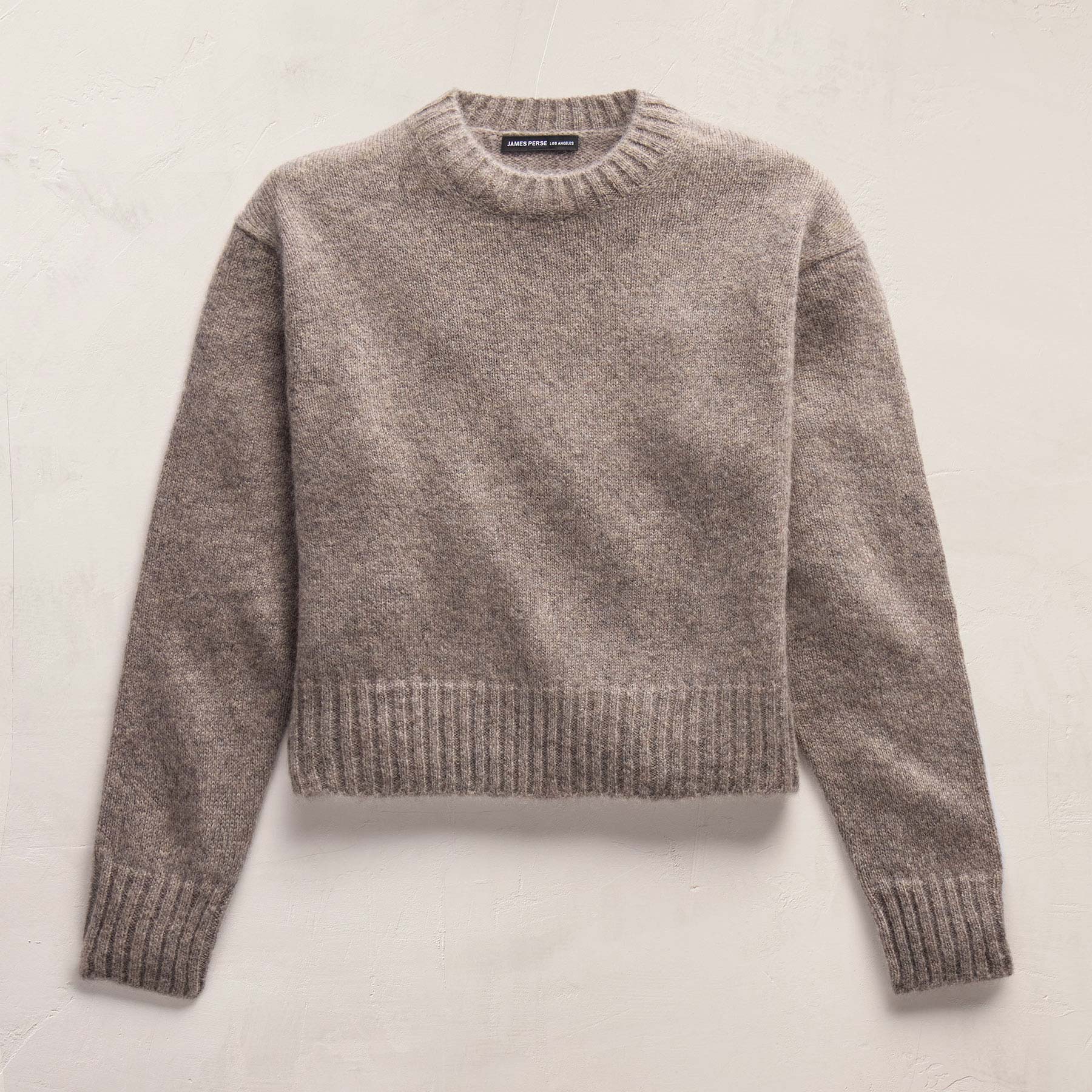 Lightweight Textured Cashmere Crew - Beige Melange