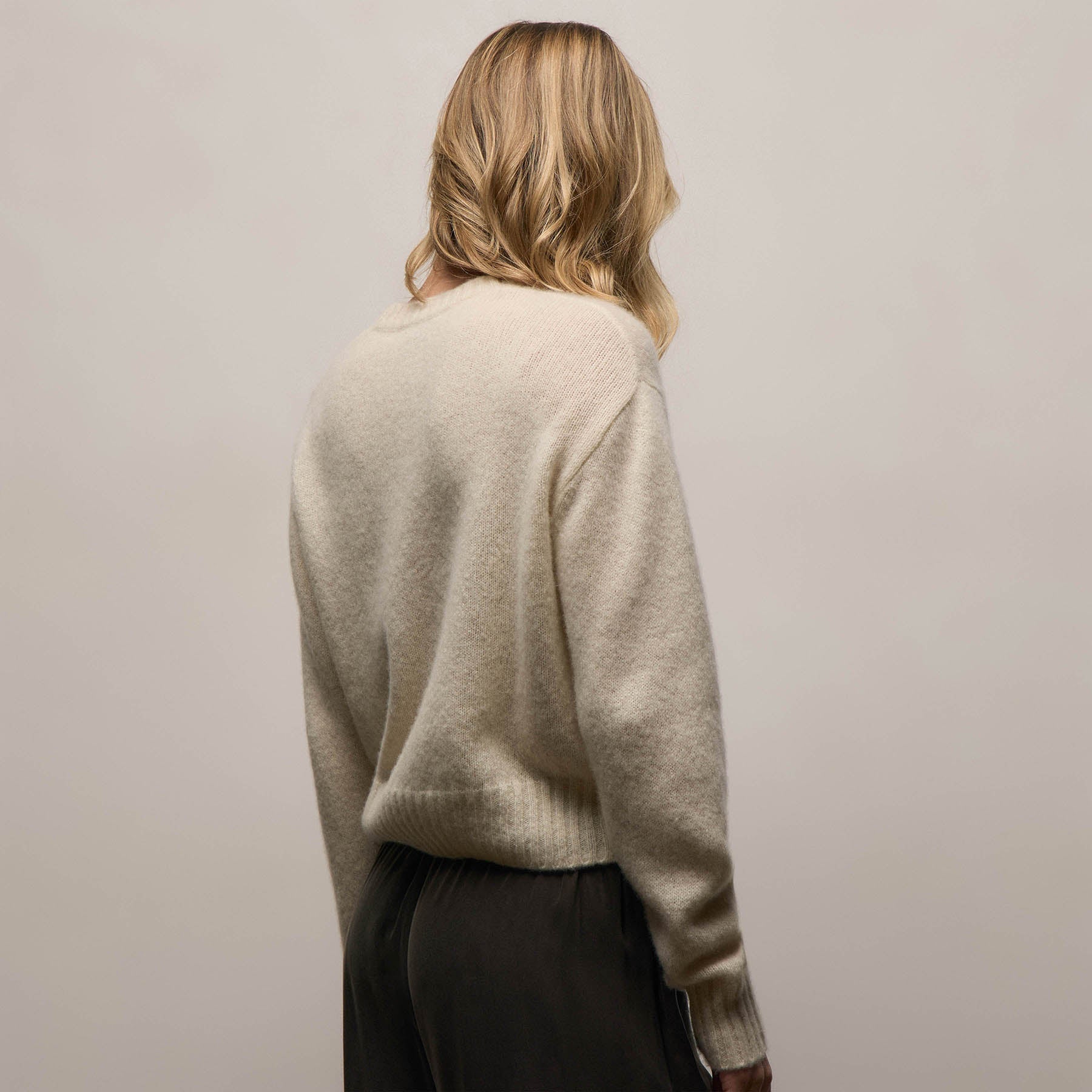Lightweight Textured Cashmere Crew - Ivory