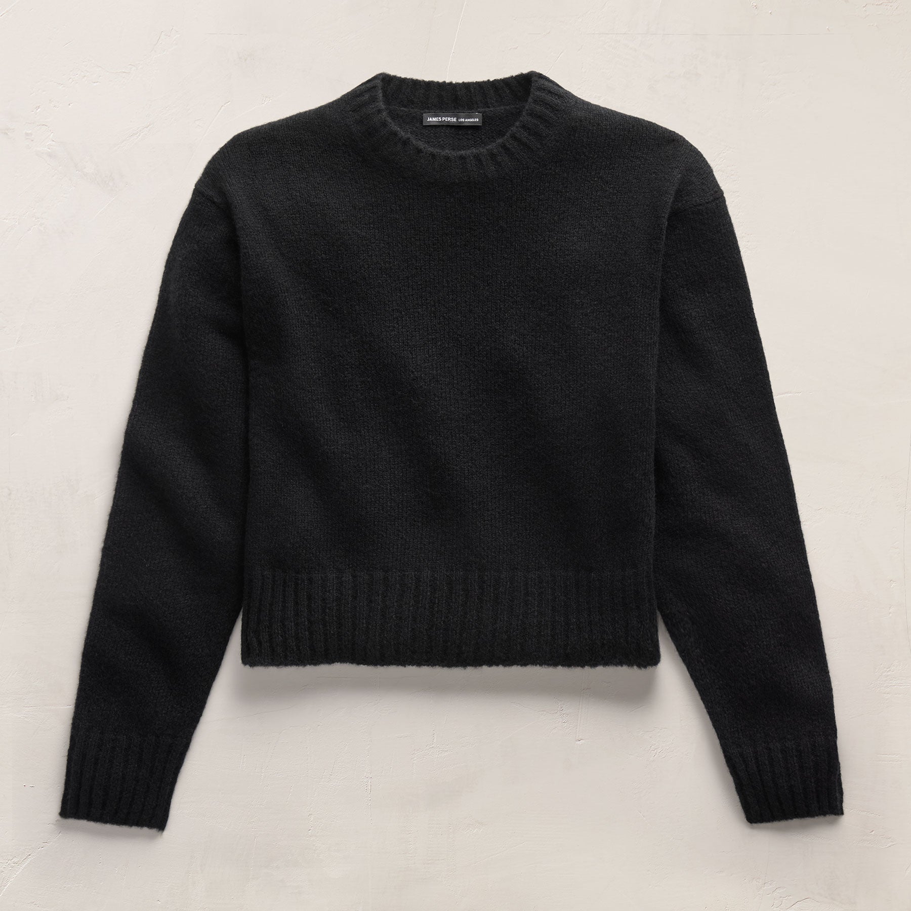 Lightweight Textured Cashmere Crew - True Black