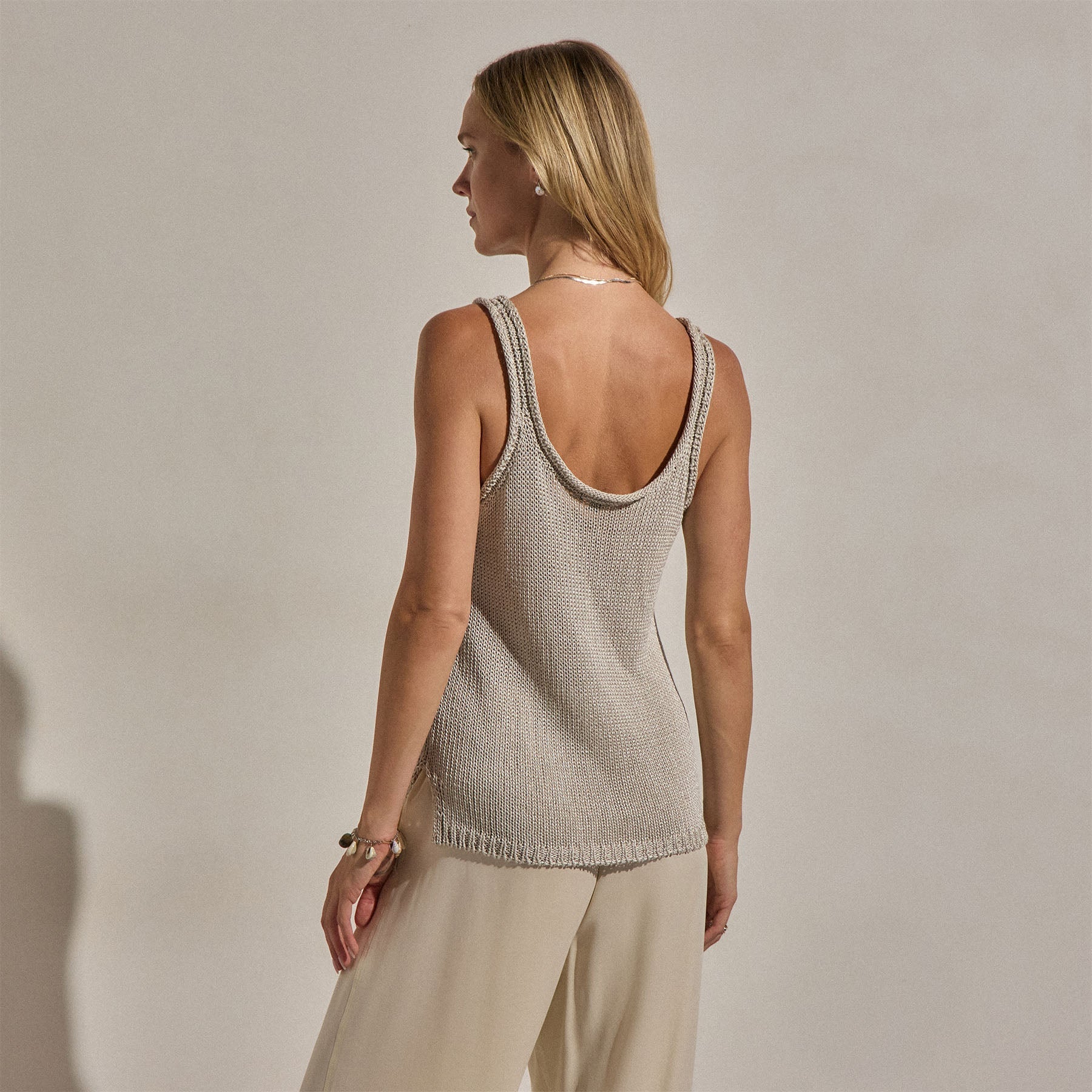 Linen Blend Sweater Tank - Ecru