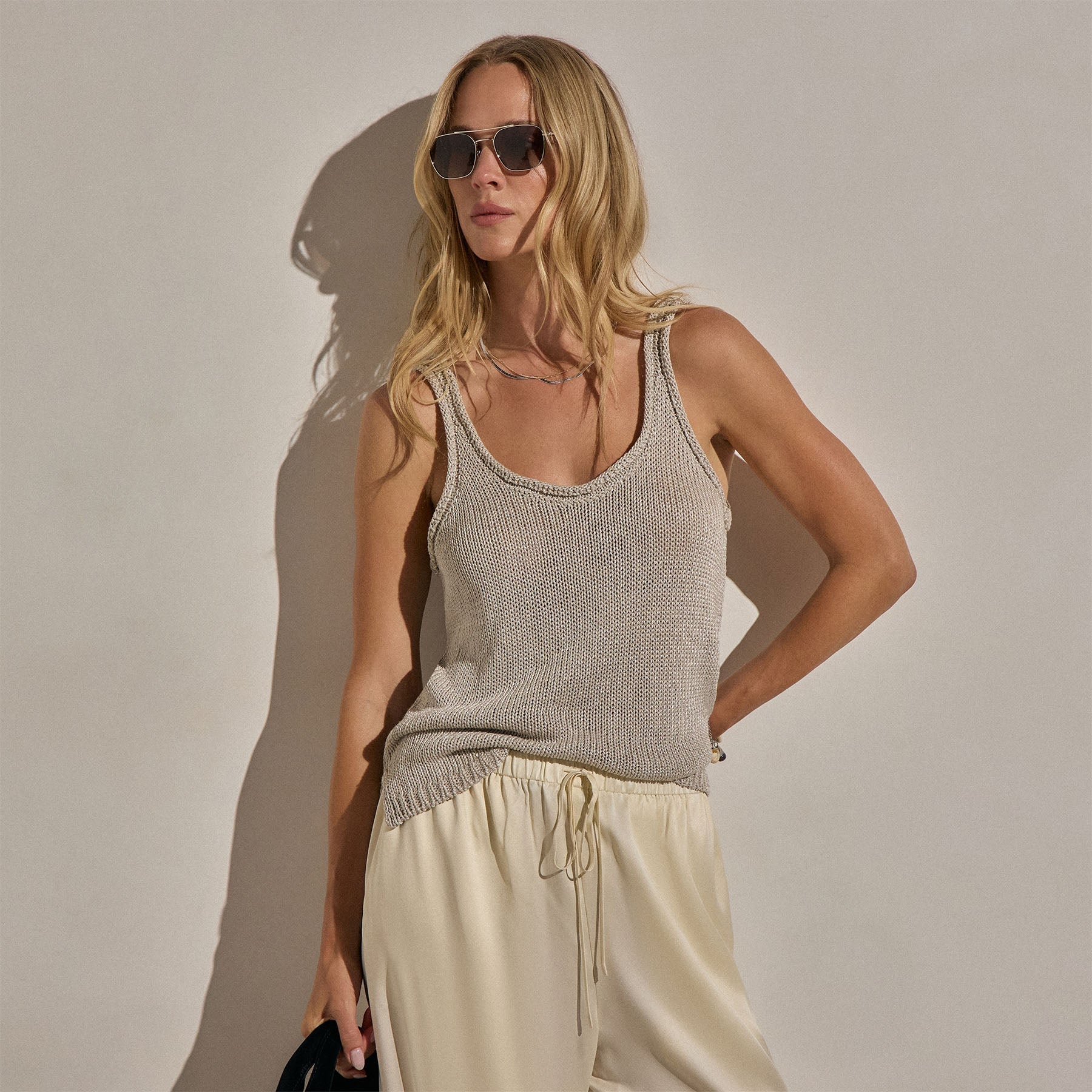 Linen Blend Sweater Tank - Ecru