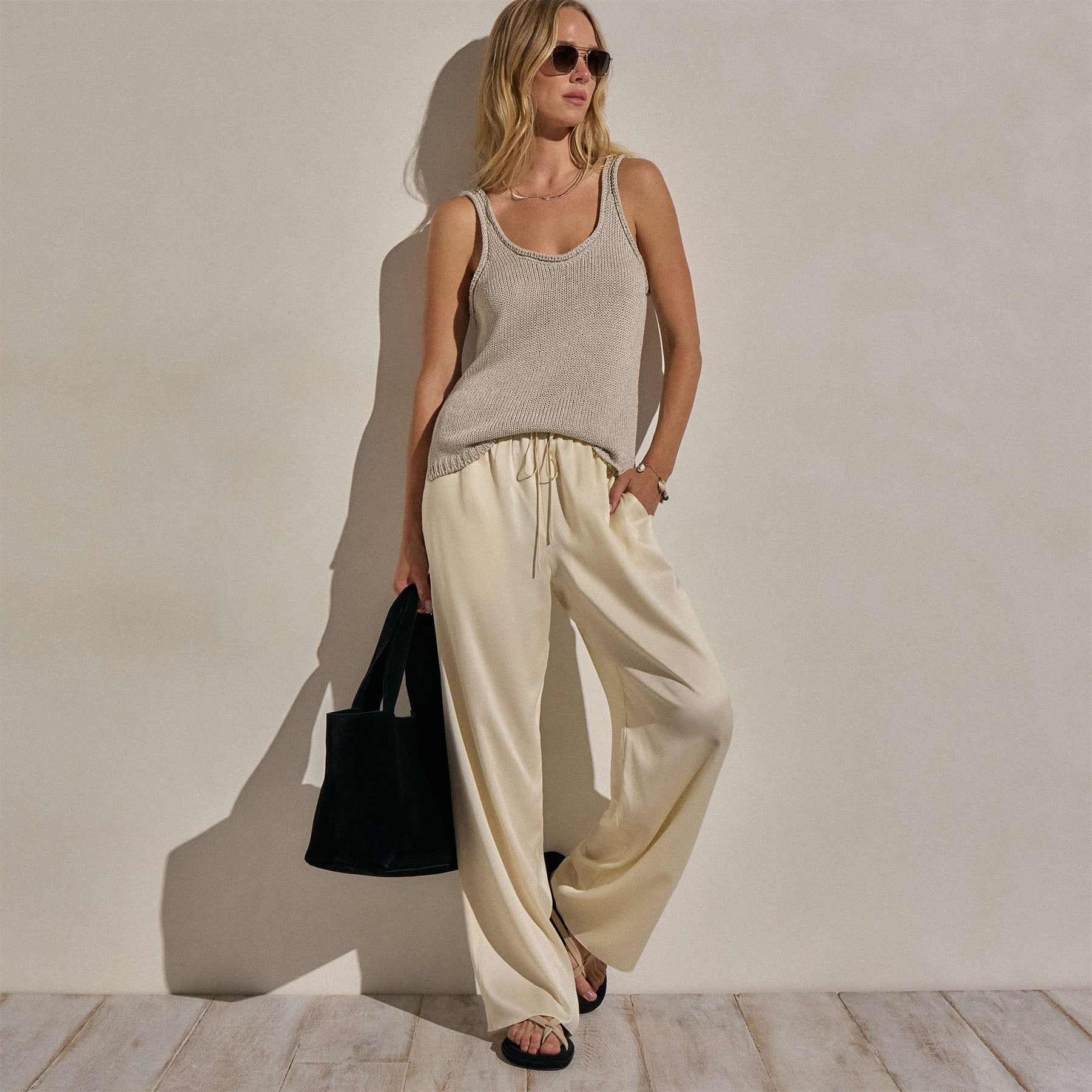 Linen Blend Sweater Tank - Ecru