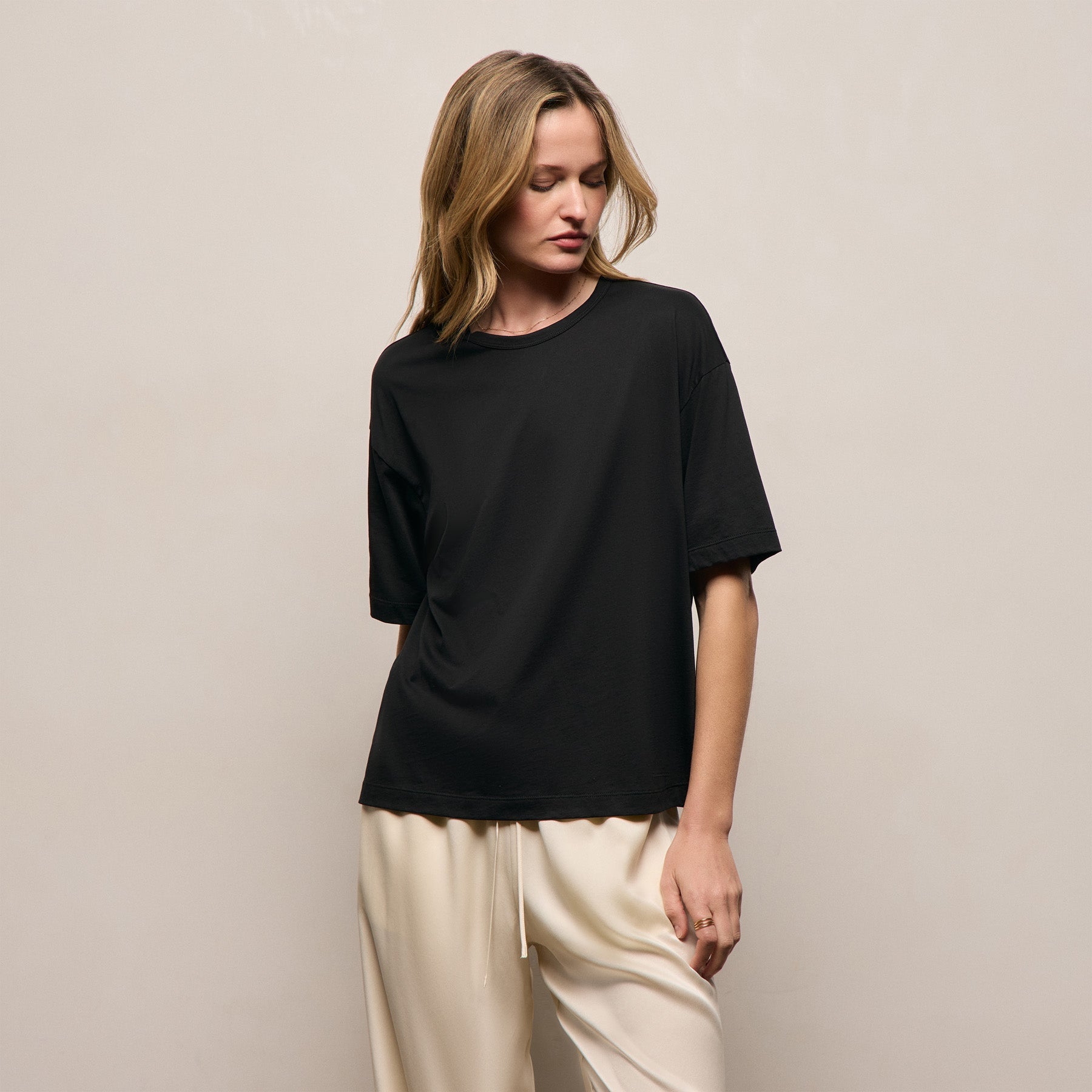 Lightweight Luxe Jersey Tee - Black