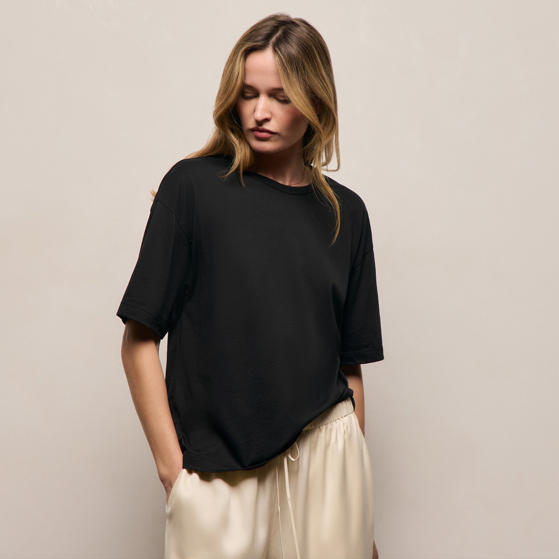 Lightweight Luxe Jersey Tee - Black