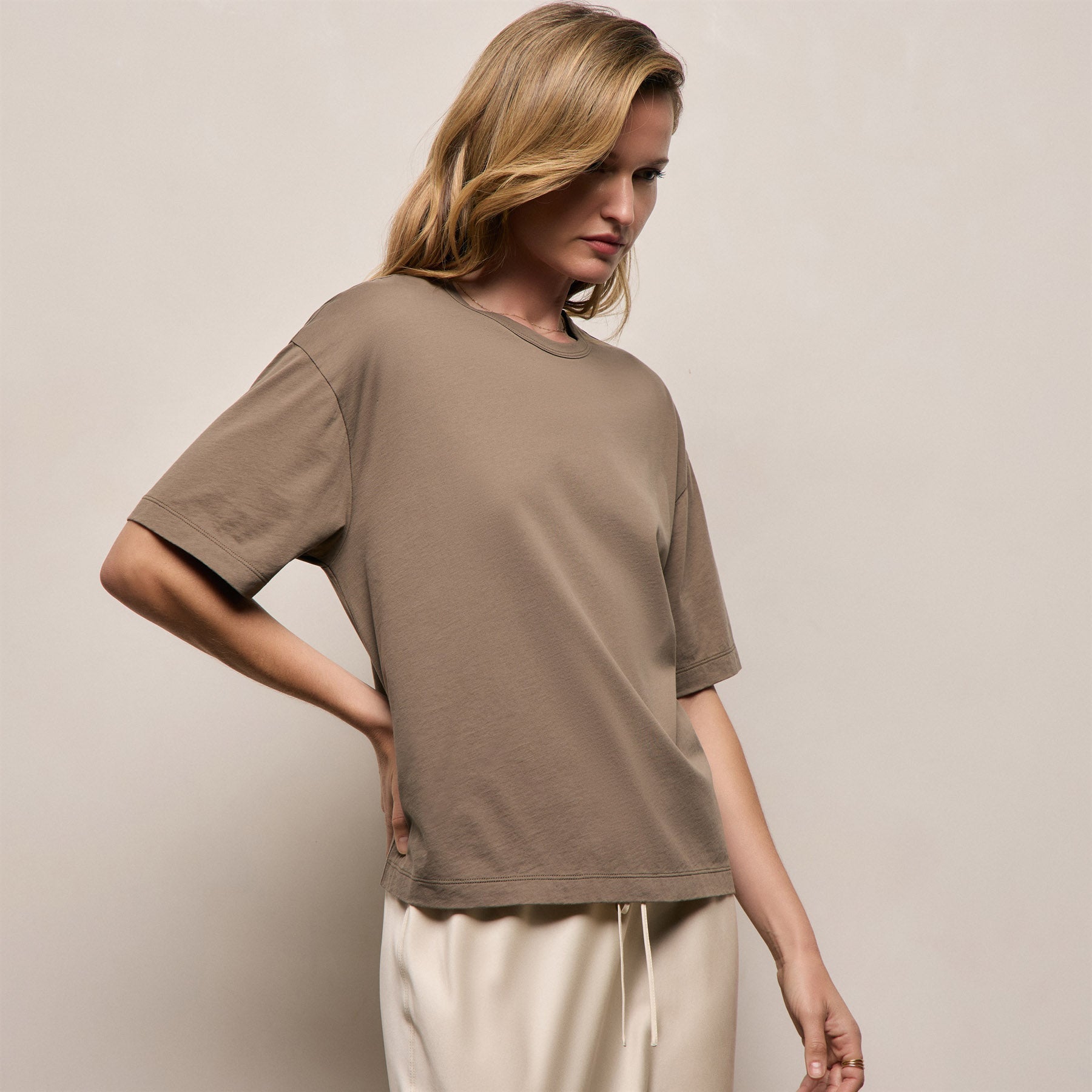 Lightweight Luxe Jersey Tee - Light Olive