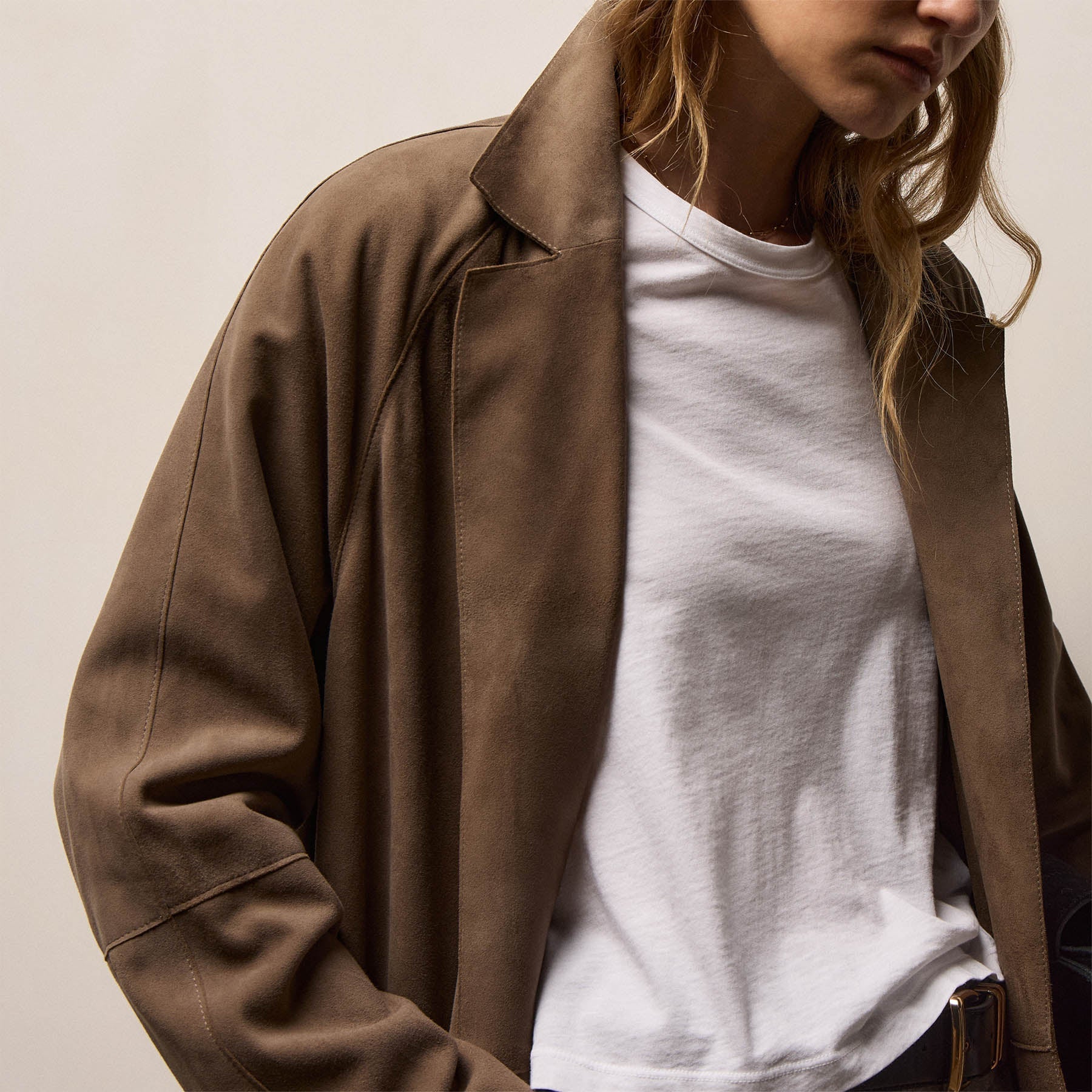 Suede Trench Coat - Caribou