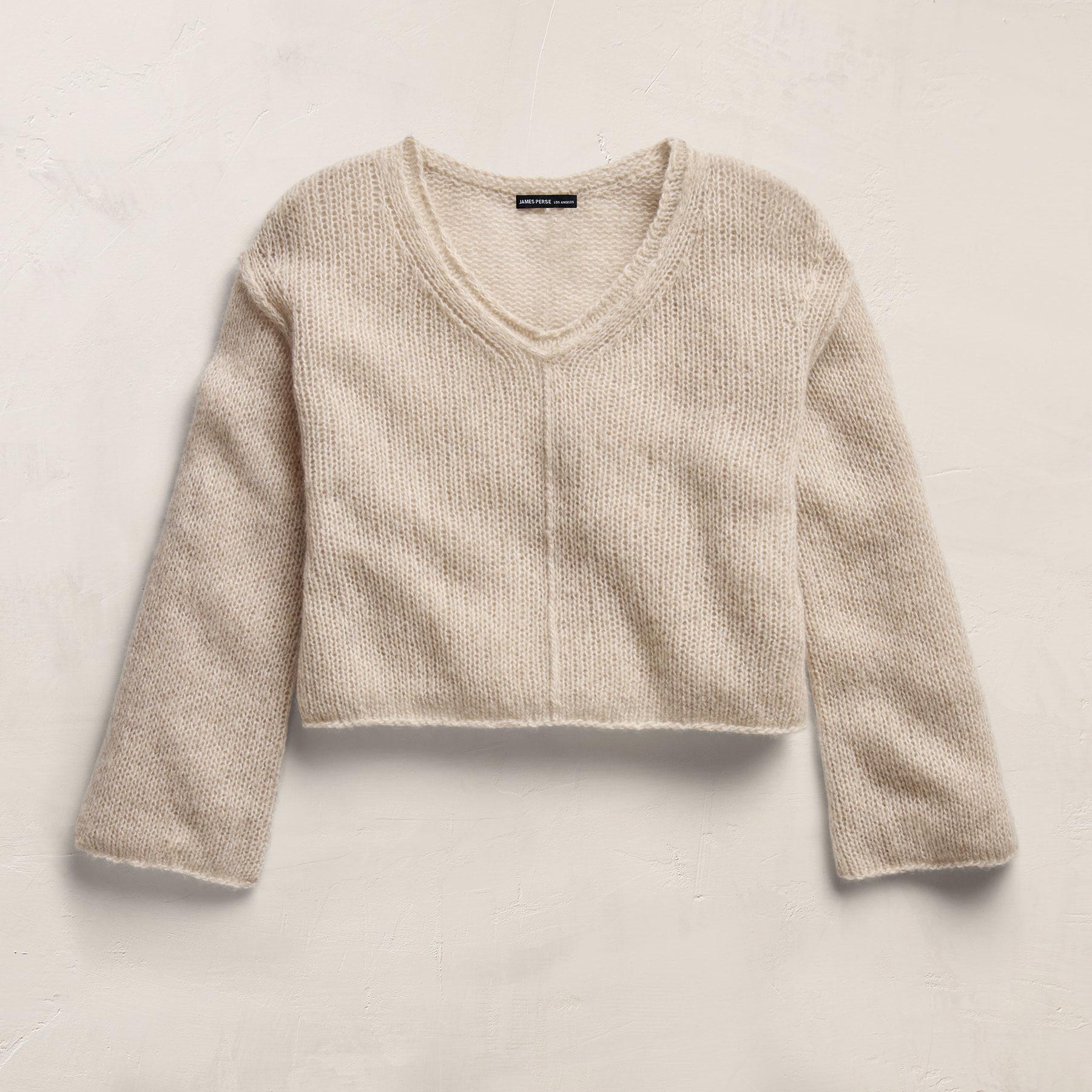 Marled Cashmere Silk V Neck Sweater - Alabaster Mix