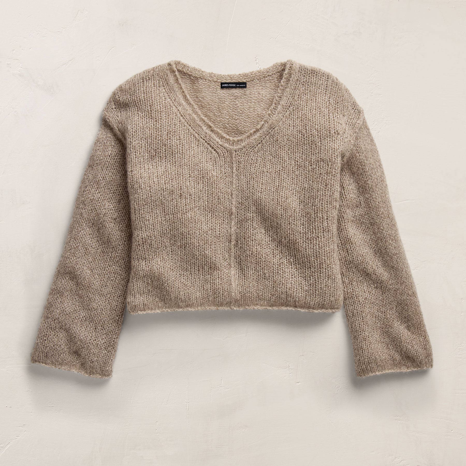 Marled Cashmere Silk V Neck Sweater - Grout Mix