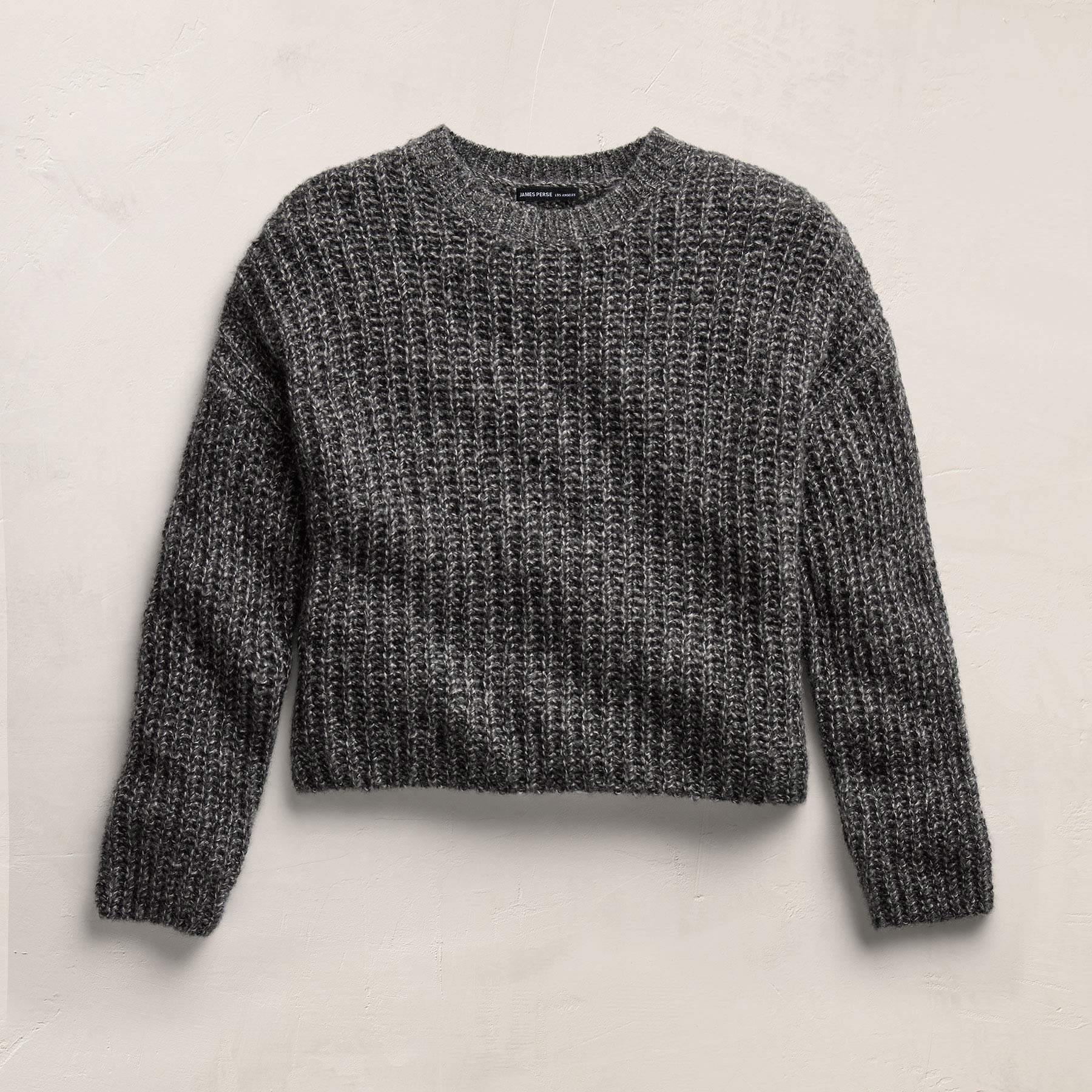 Marled Cashmere Silk Crew Sweater - Black Mix