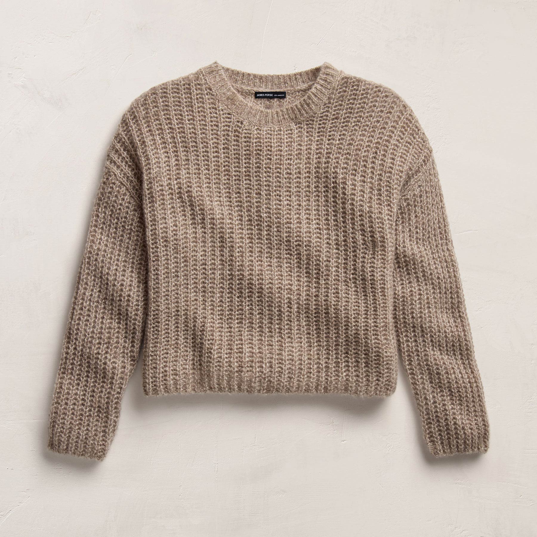 Marled Cashmere Silk Crew Sweater - Grout Mix