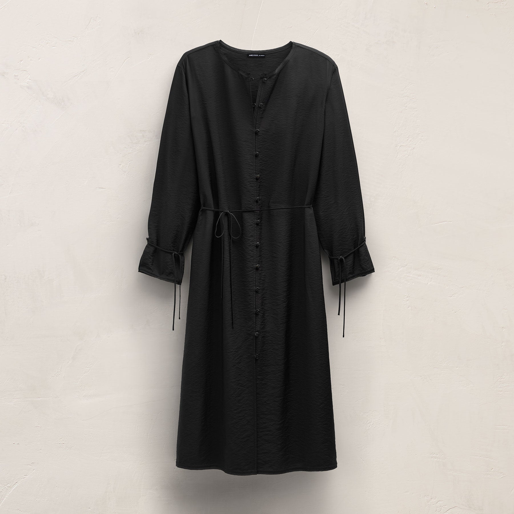 Modal Silk Blend Tie Up Dress - Black