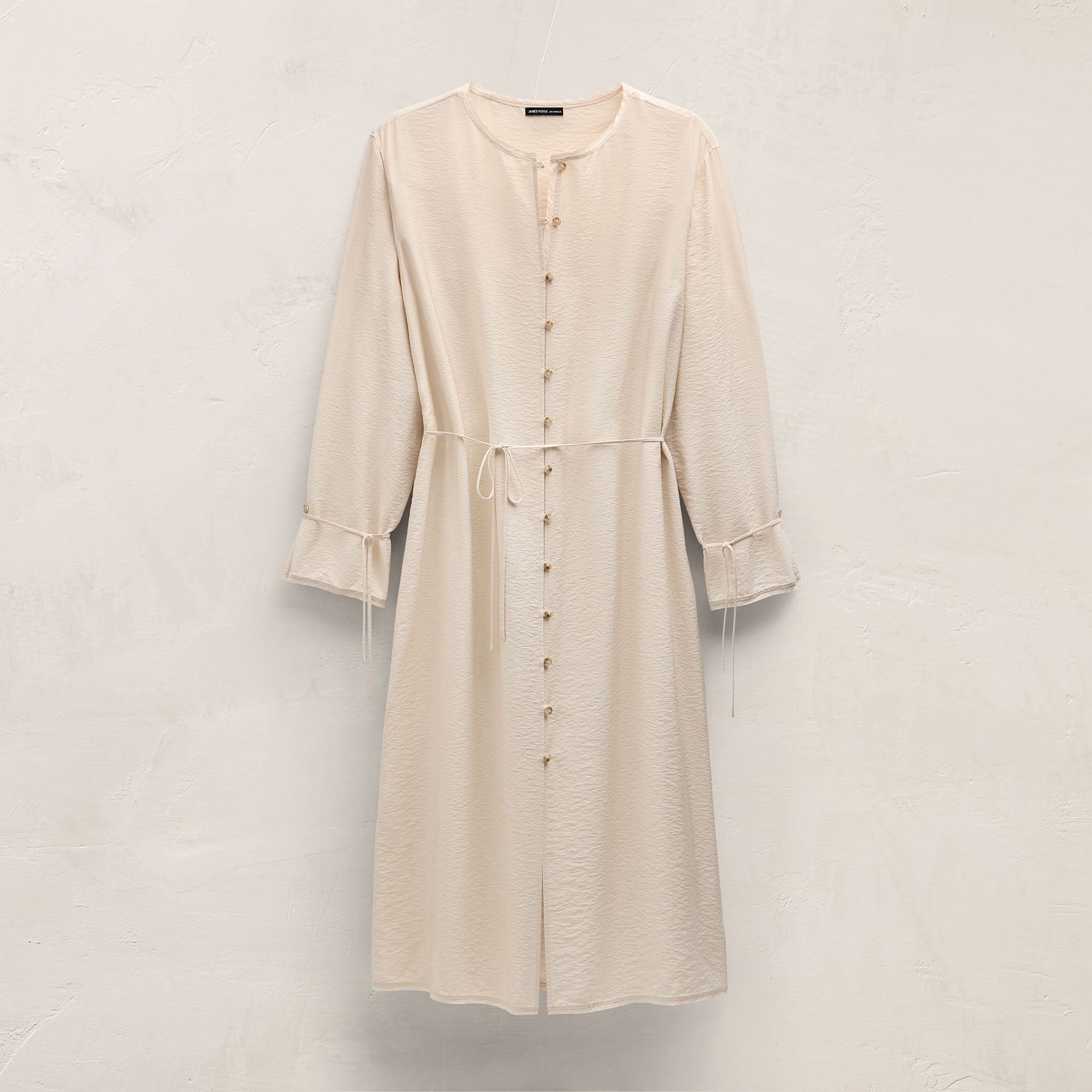 Modal Silk Blend Tie Up Dress - Parchment