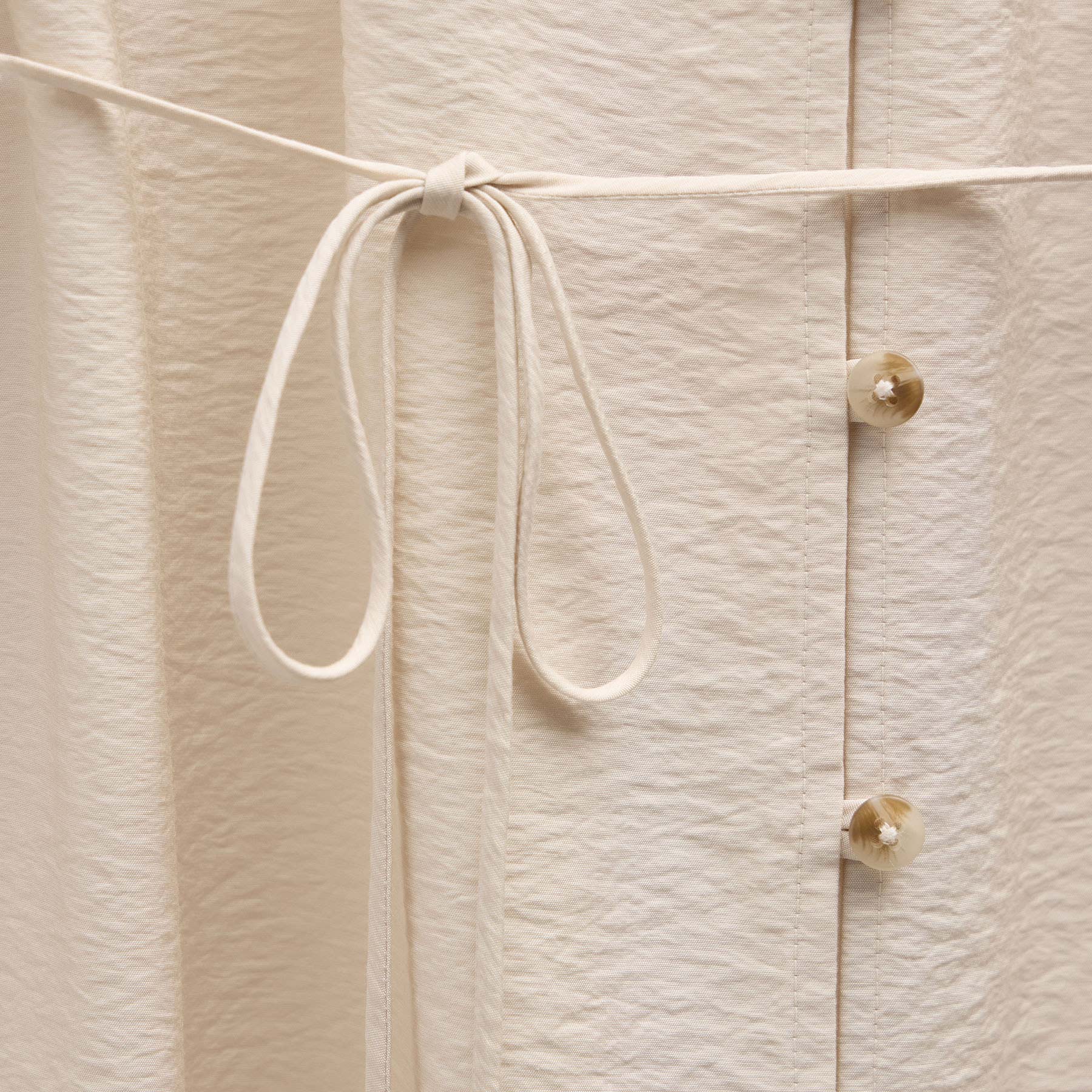 Modal Silk Blend Tie Up Dress - Parchment