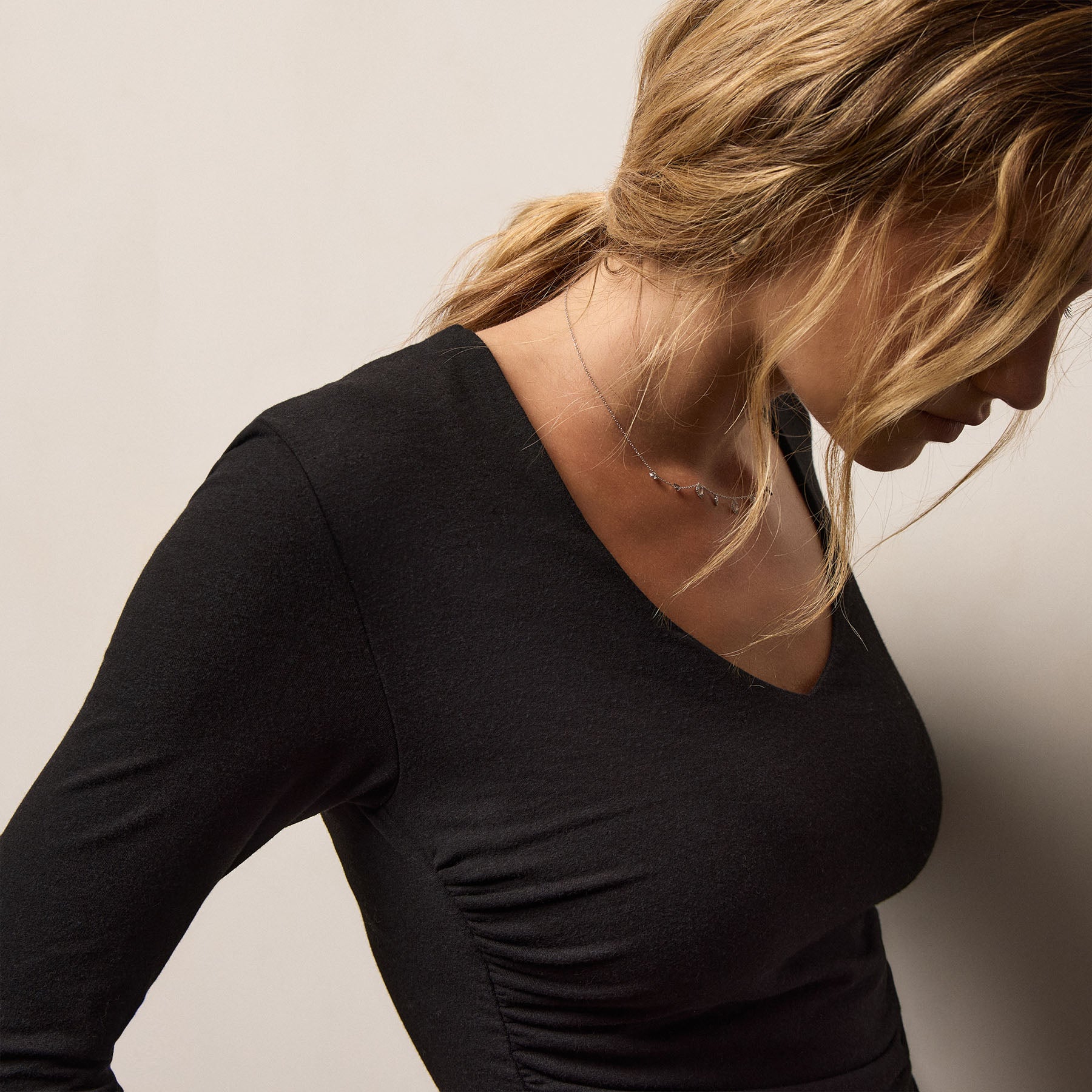 Melange Jersey Long Sleeve Tee - Black