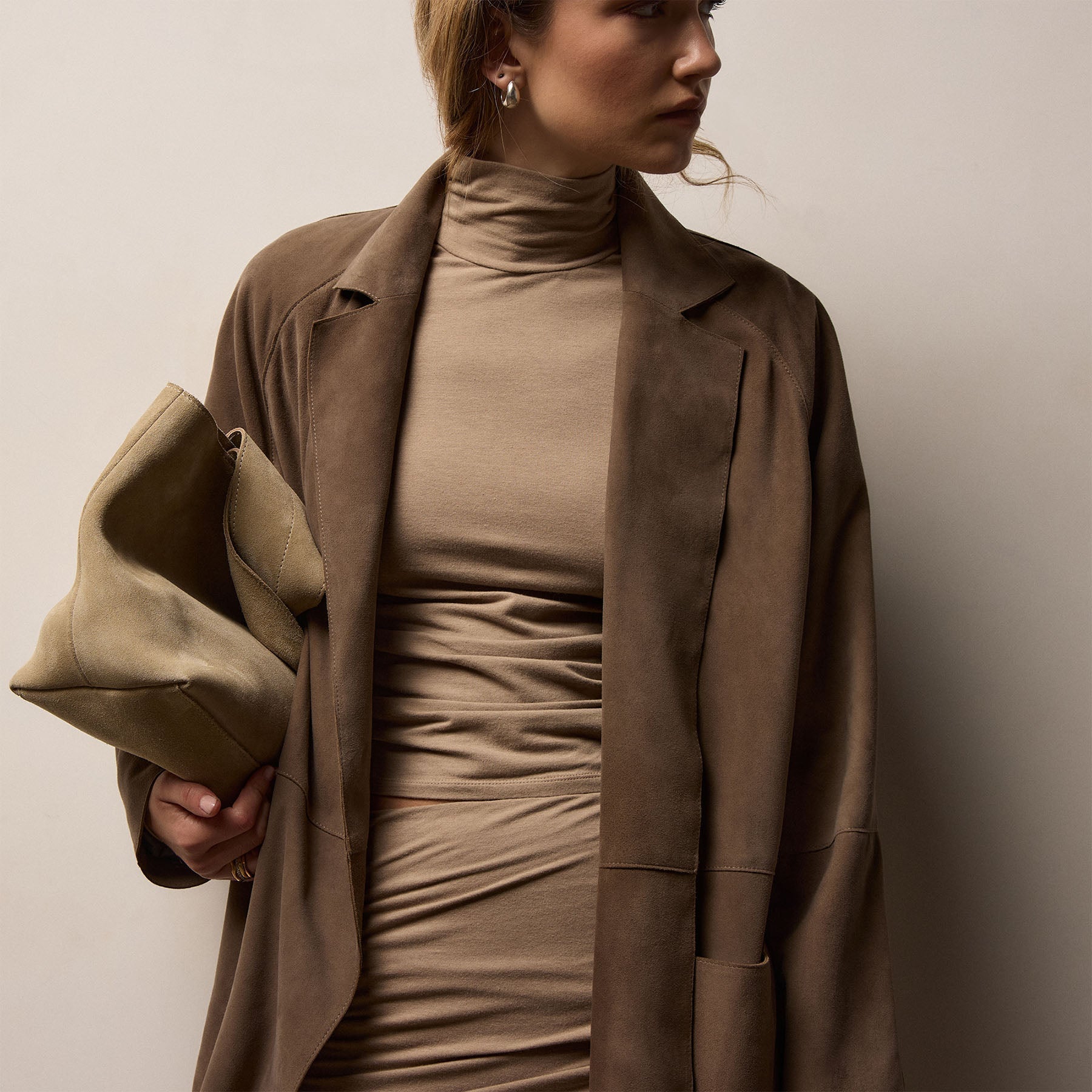 Melange Jersey Turtleneck - Coffee
