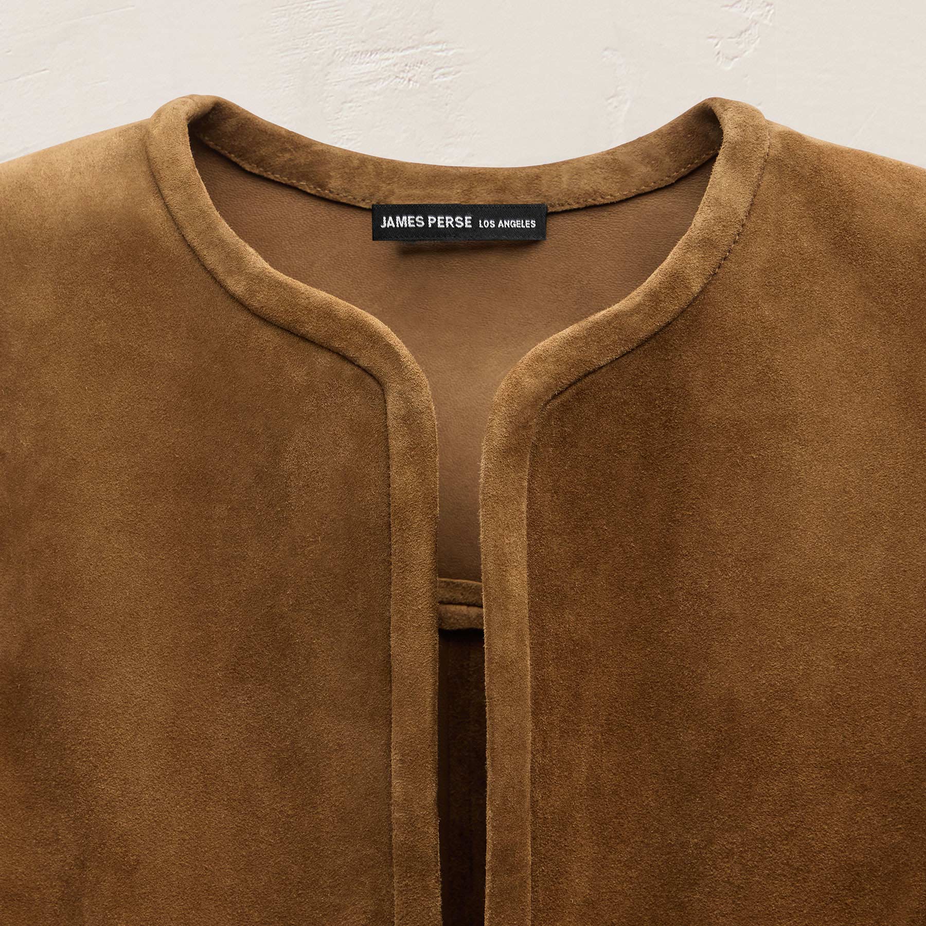 Suede Cropped Open Jacket - Tabacco