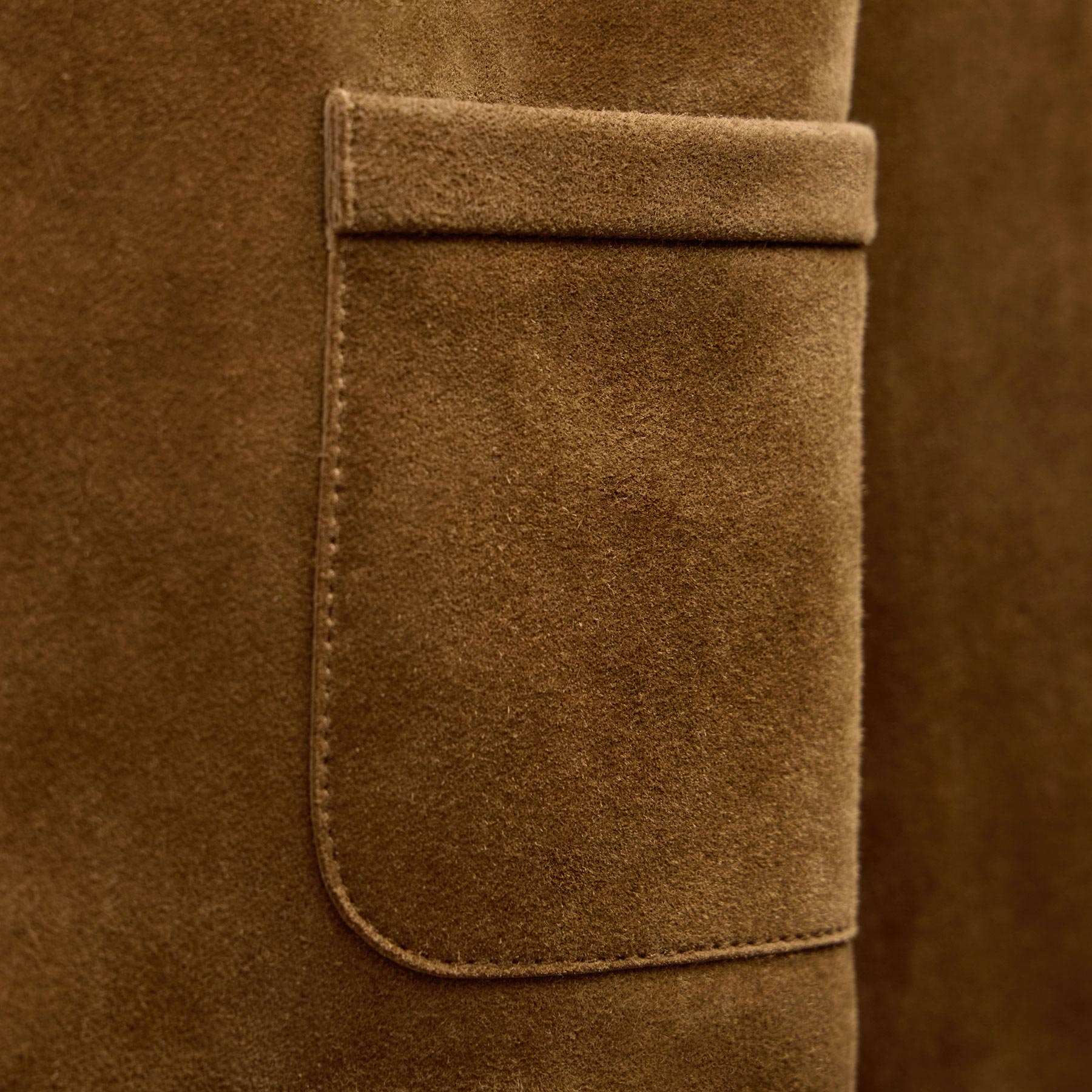 Suede Cropped Open Jacket - Tabacco