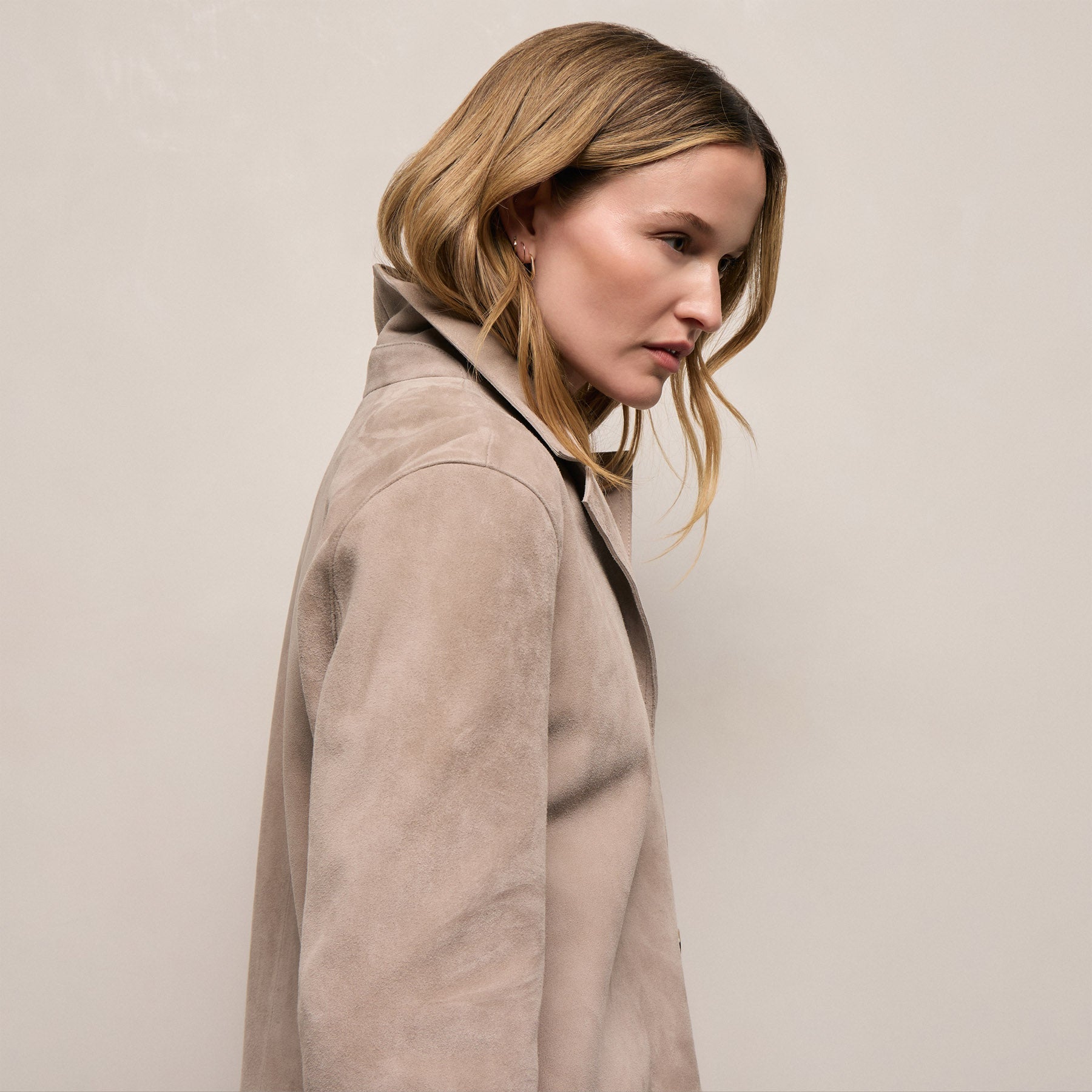 Relaxed Suede Blazer - Grout
