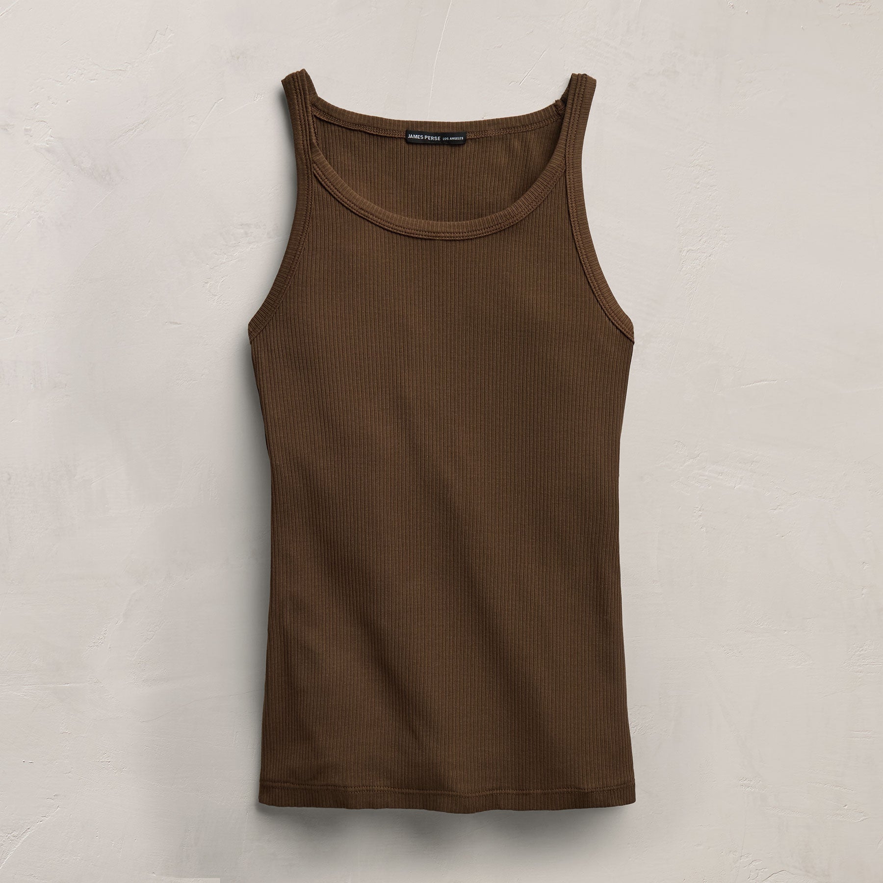 Ribbed High Neck Cami - Cocoa