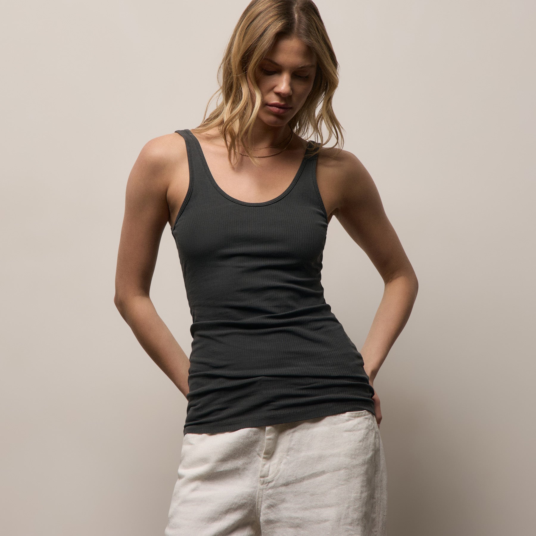 Ribbed Daily Tank - Carbon Pigment