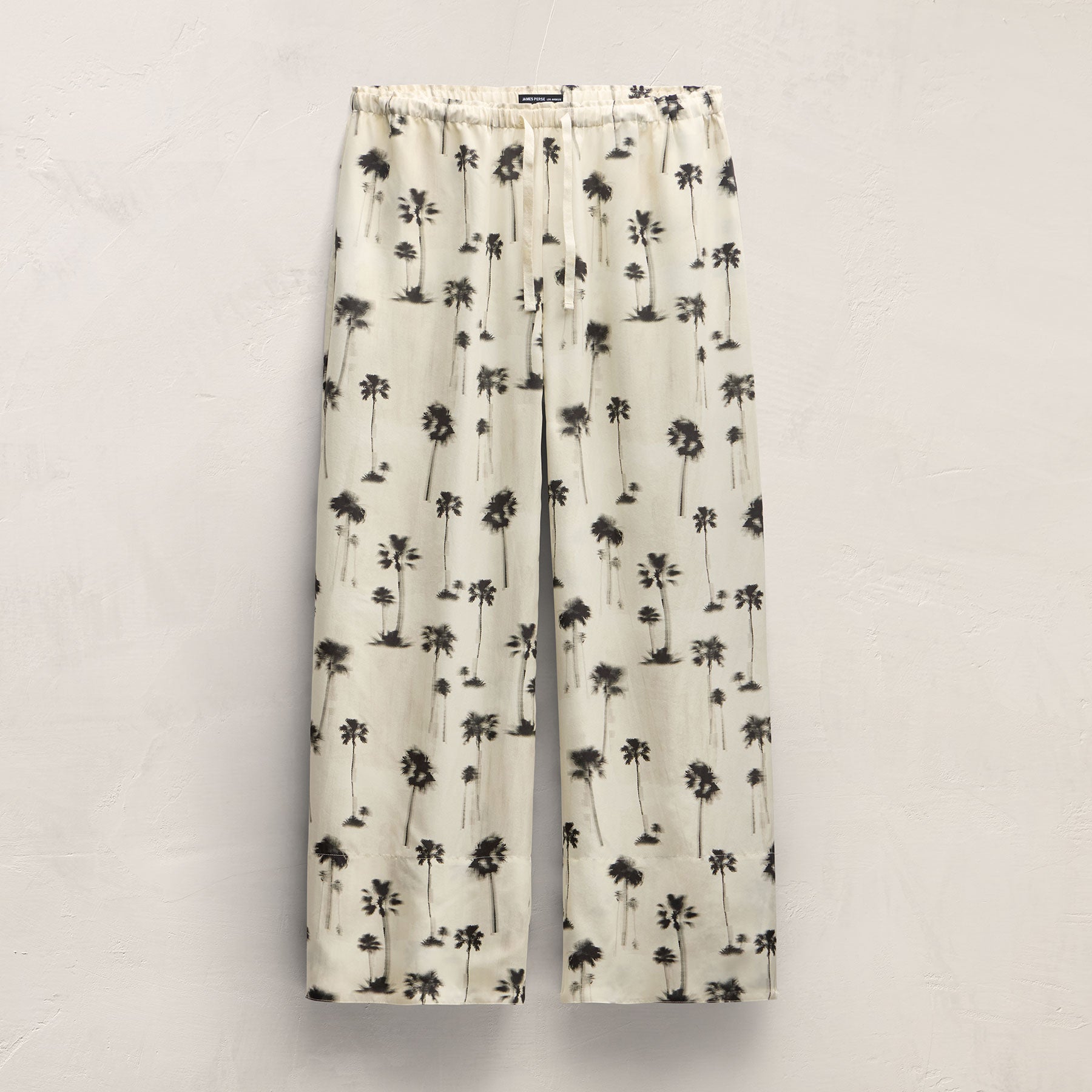 Printed Washed Silk Wide Cuff Pant - Allover Palm Print