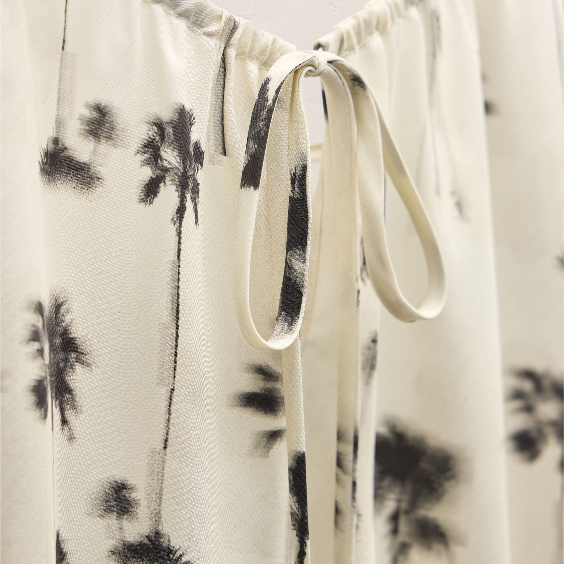 Printed Washed Silk Strappy Cami - Allover Palm Print