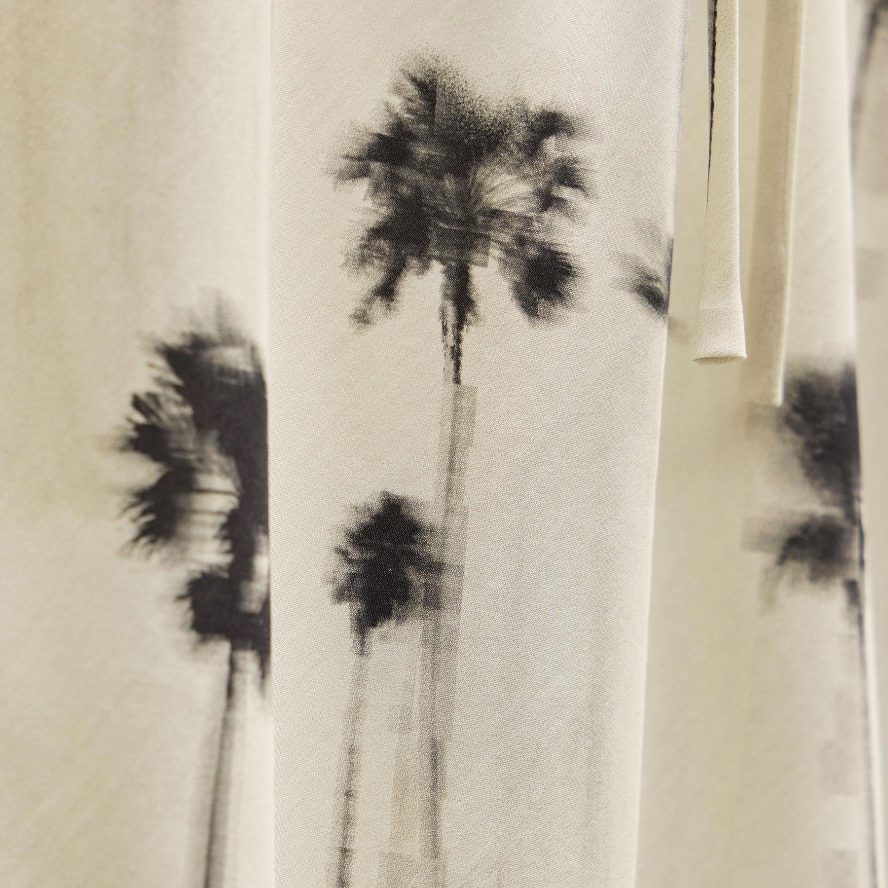 Printed Washed Silk Strappy Cami - Allover Palm Print