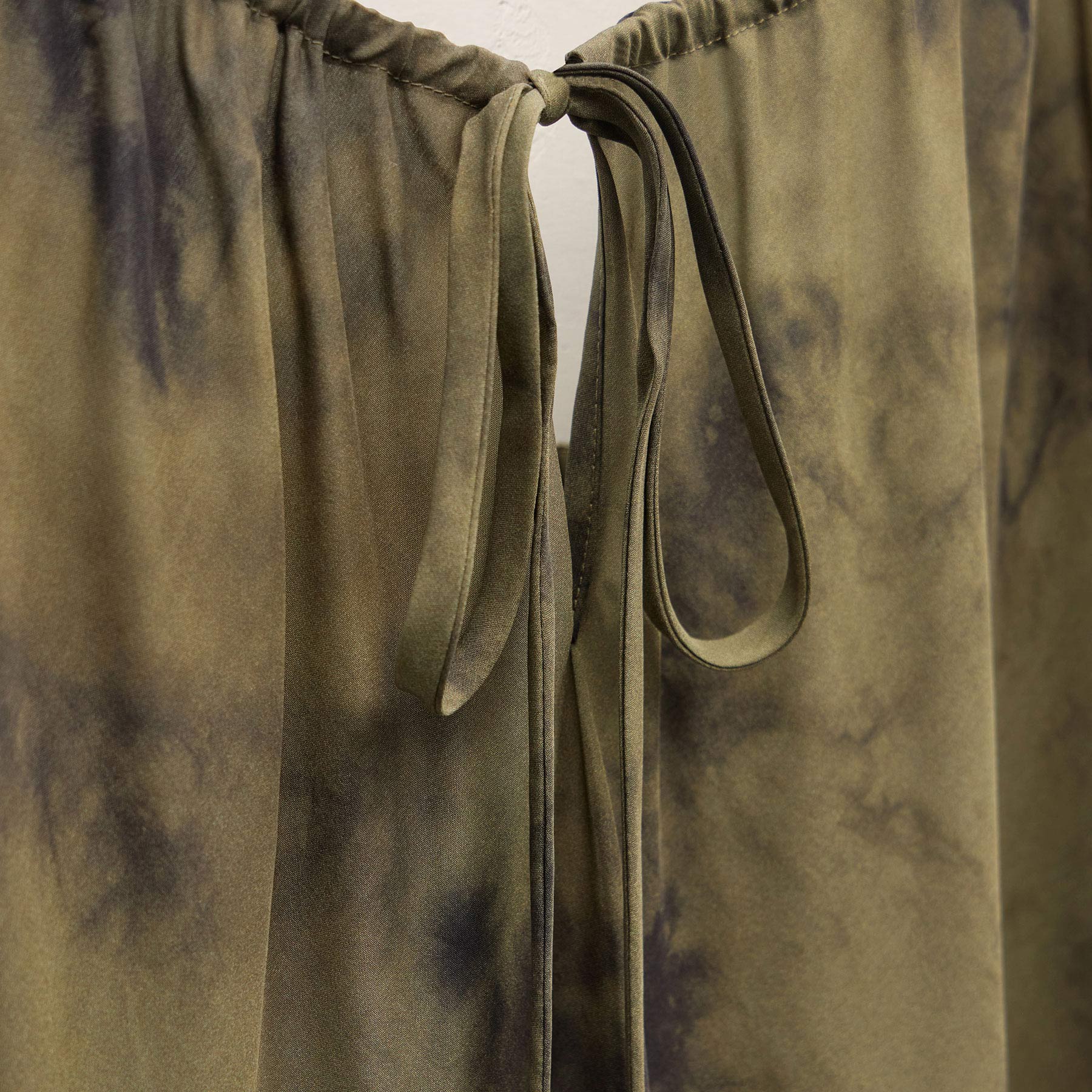 Printed Washed Silk Strappy Cami Dress - Tie Dye Green
