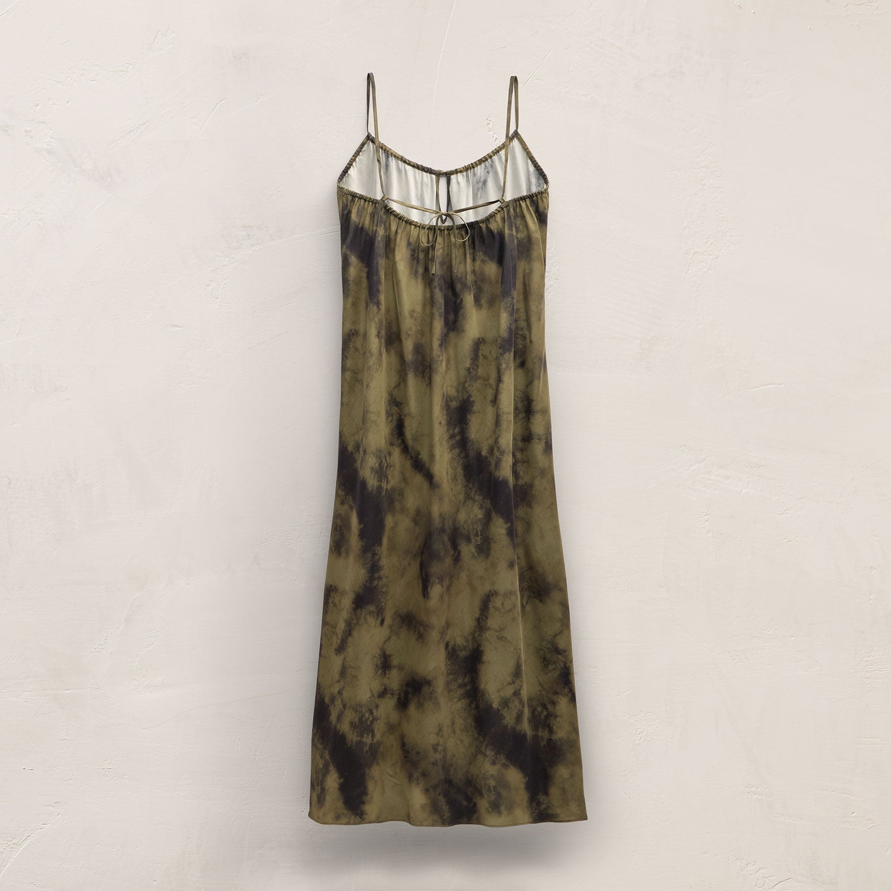 Printed Washed Silk Strappy Cami Dress - Tie Dye Green