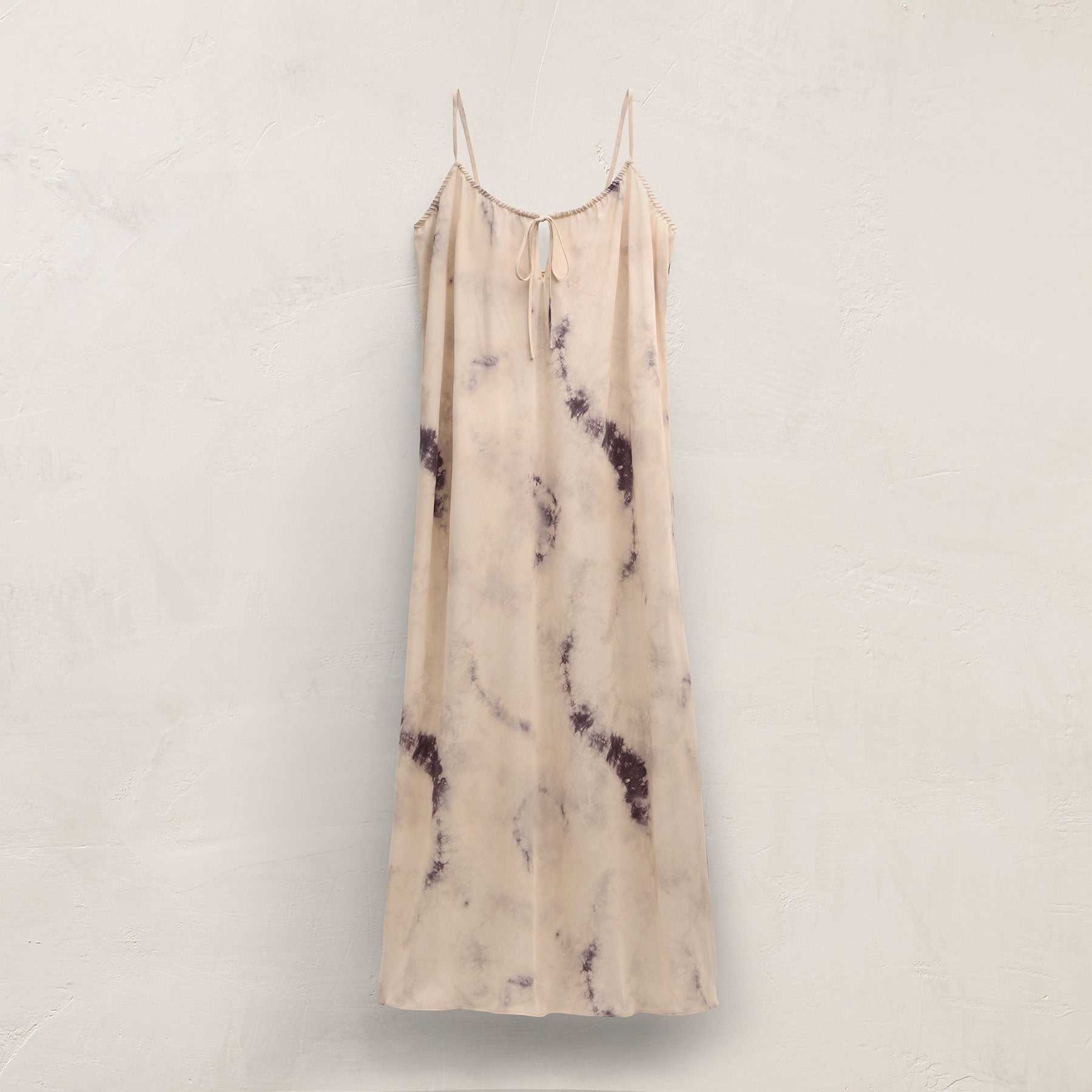 Printed Washed Silk Strappy Cami Dress - Pink Tie Dye
