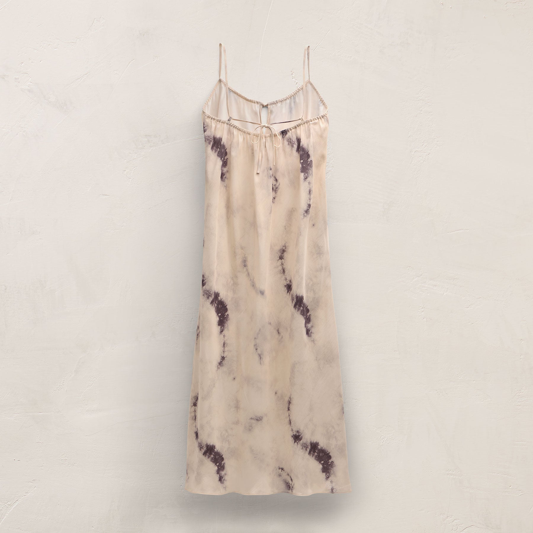 Printed Washed Silk Strappy Cami Dress - Pink Tie Dye