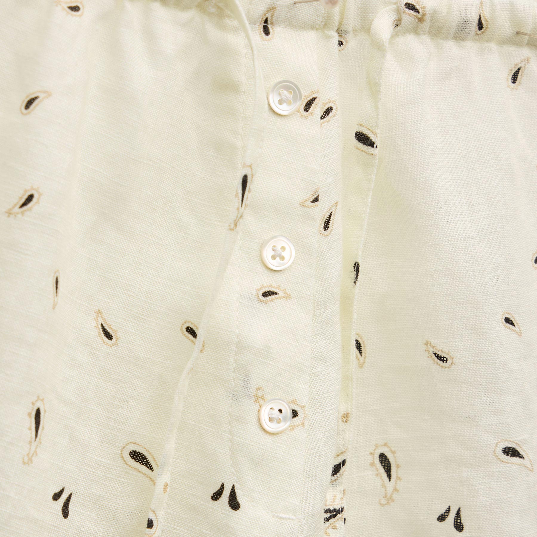 Palm Paisley Linen Mini Short - Ivory Bandana Print