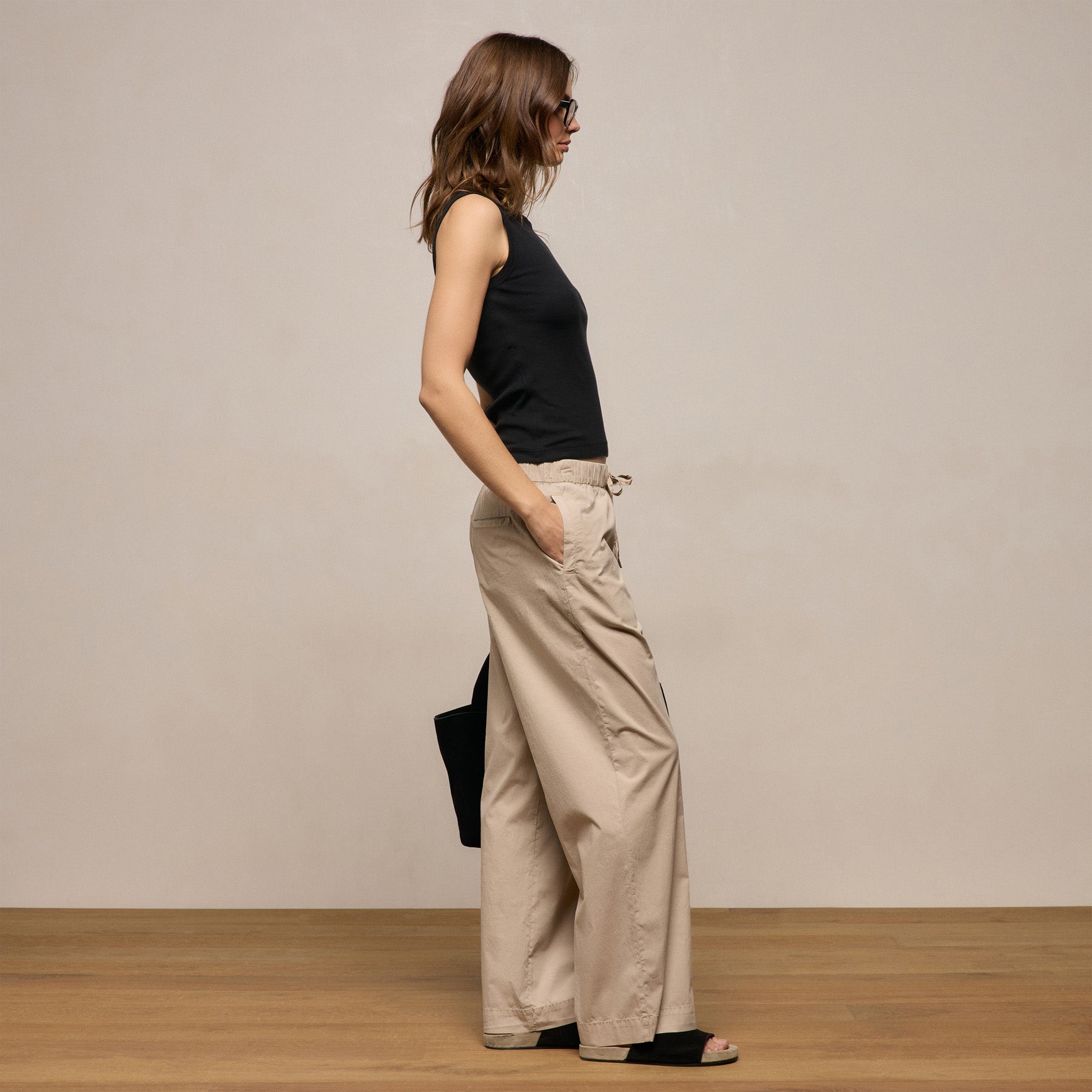 Stretch Poplin Drawcord Pant - Stone Pigment