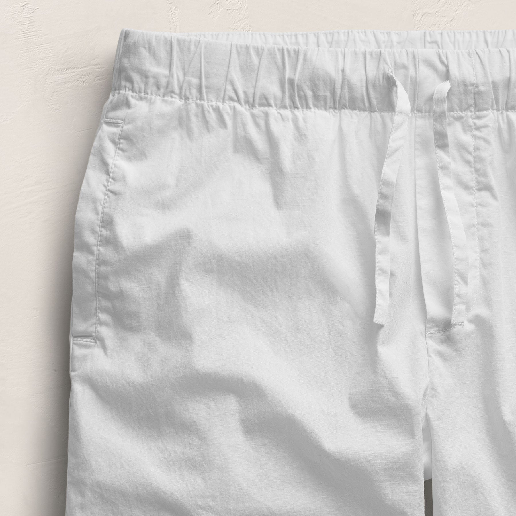 Stretch Poplin Drawcord Pant - White